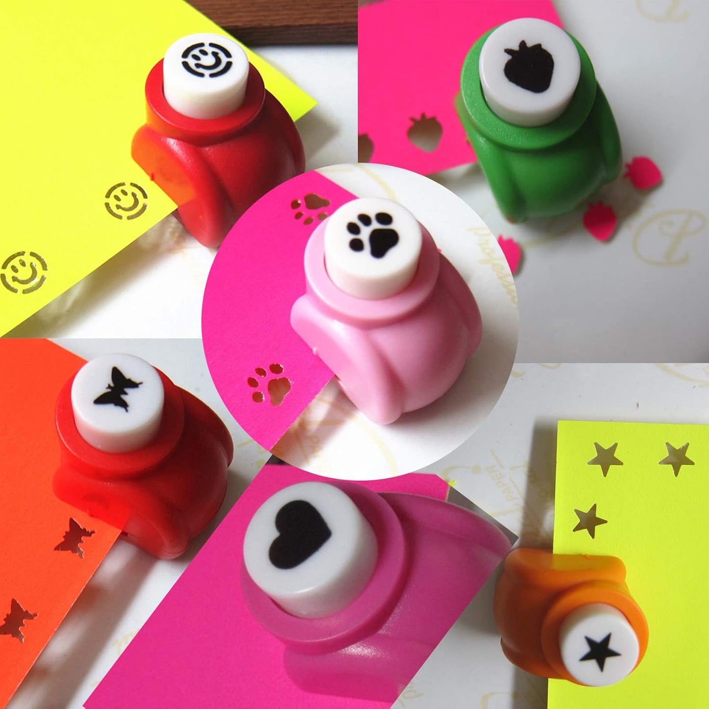 12pcs Craft Hole Punch Shapes Set,Small Paper Puncher for Kids,Single Crafting Scrapbook Punches,Star,Butterfly,Leaf,Christmas Tree.Heart,Tag stamp Cards Mini Cutter Nail Arts crafts Punchers Supplies