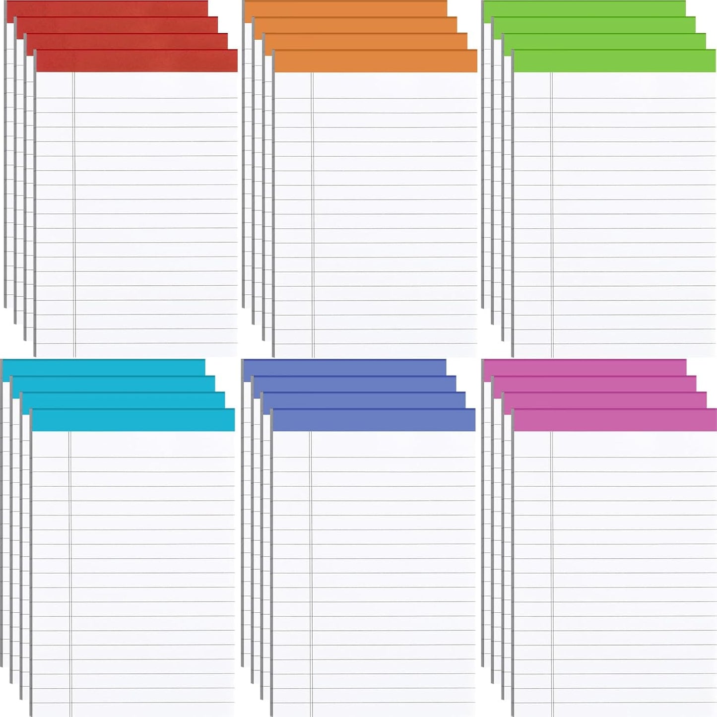 Colarr 24 Pack Legal Pads 4 x 6 Inches Lined Notepads 50 Sheets Wide Ruled Writing Pads for School College Office Business