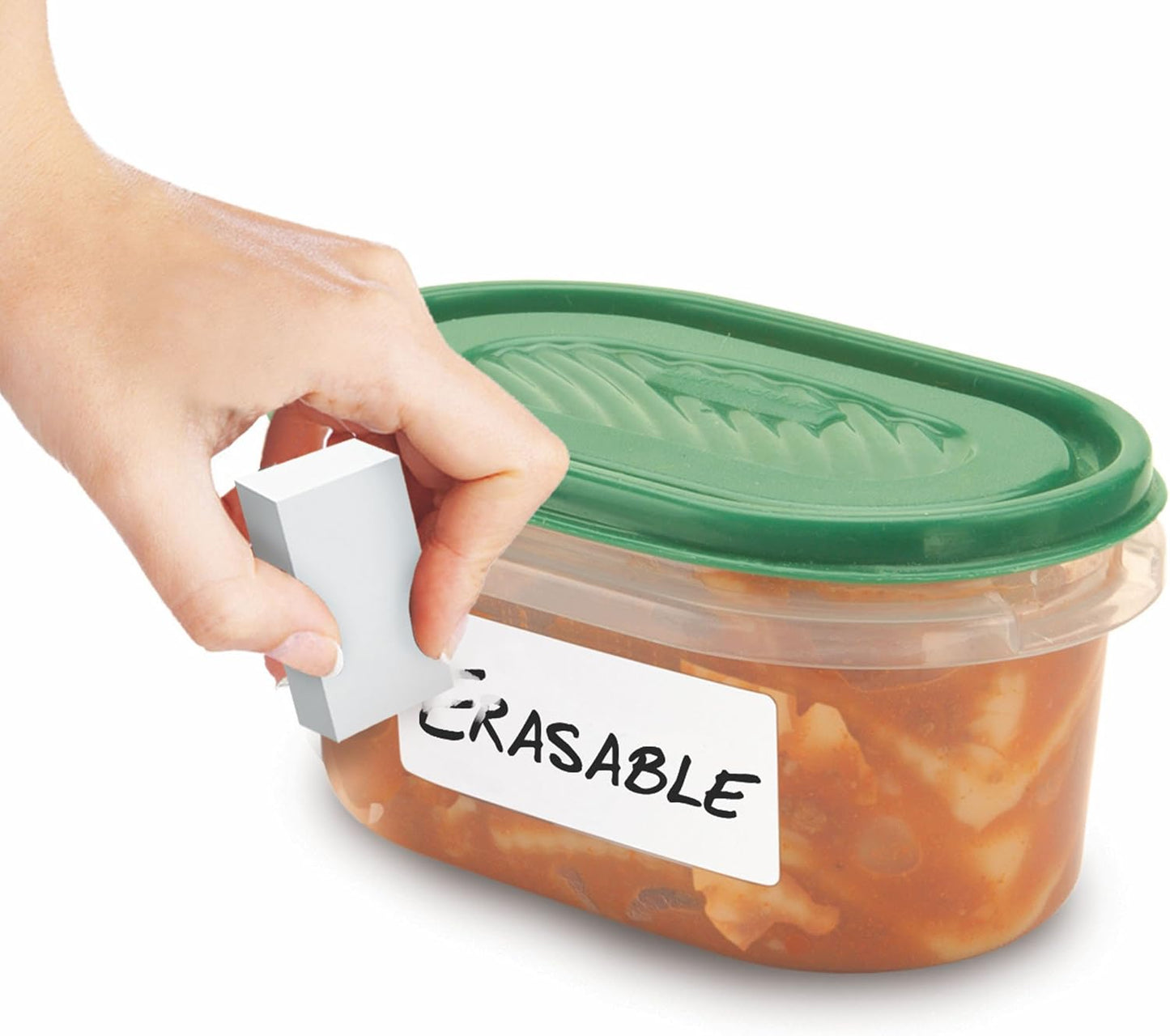 Jokari Erasable Food Storage Labels 2 Pack – 140 Reusable Stickers with Marker and Eraser – Dishwasher Freezer Microwave Safe Adhesive for Plastic, Glass, and Food Containers