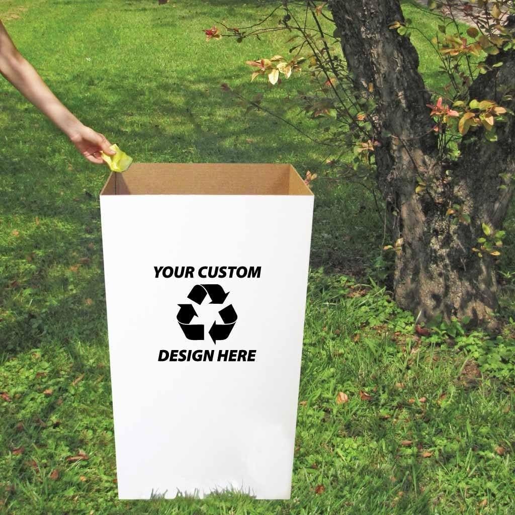 VictoryStore 22.3 gallons Cardboard Trash Bin, Reusable, Recyclable and Disposable Trash Cans, Sturdy Cardboard Medium Size (Custom Logo, 6-Pack)