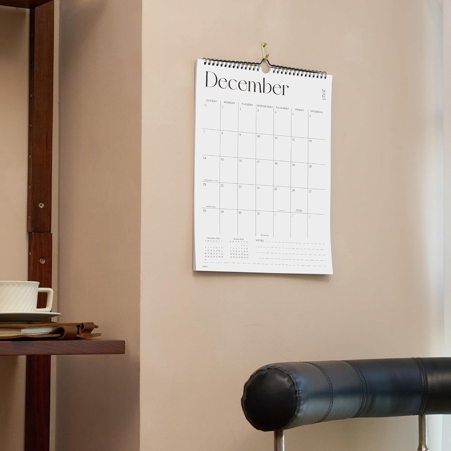 Cabbrix Wall Calendar 2025-2026, 18 Monthly Wall Calendar September 2025 to December 2026, 15" x 12", Twin-Wire Binding, Hanging Calendar for Home Office School, Simplified
