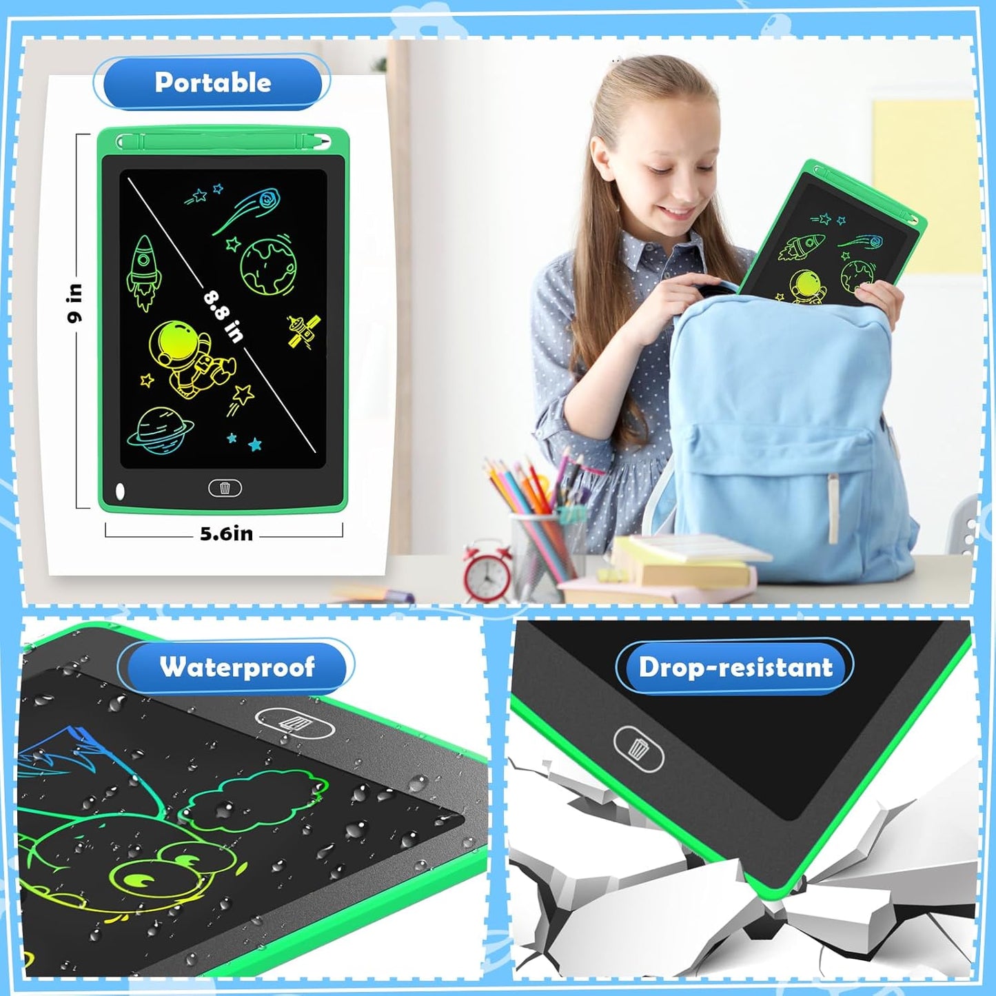 LCD Writing Tablet for Kids, 8.5 Inch Colorful Doodle Board Drawing Tablet, Educational Learning Toys Birthday Gifts for Kids Age 3 4 5 6 7 8 (8 Pack)