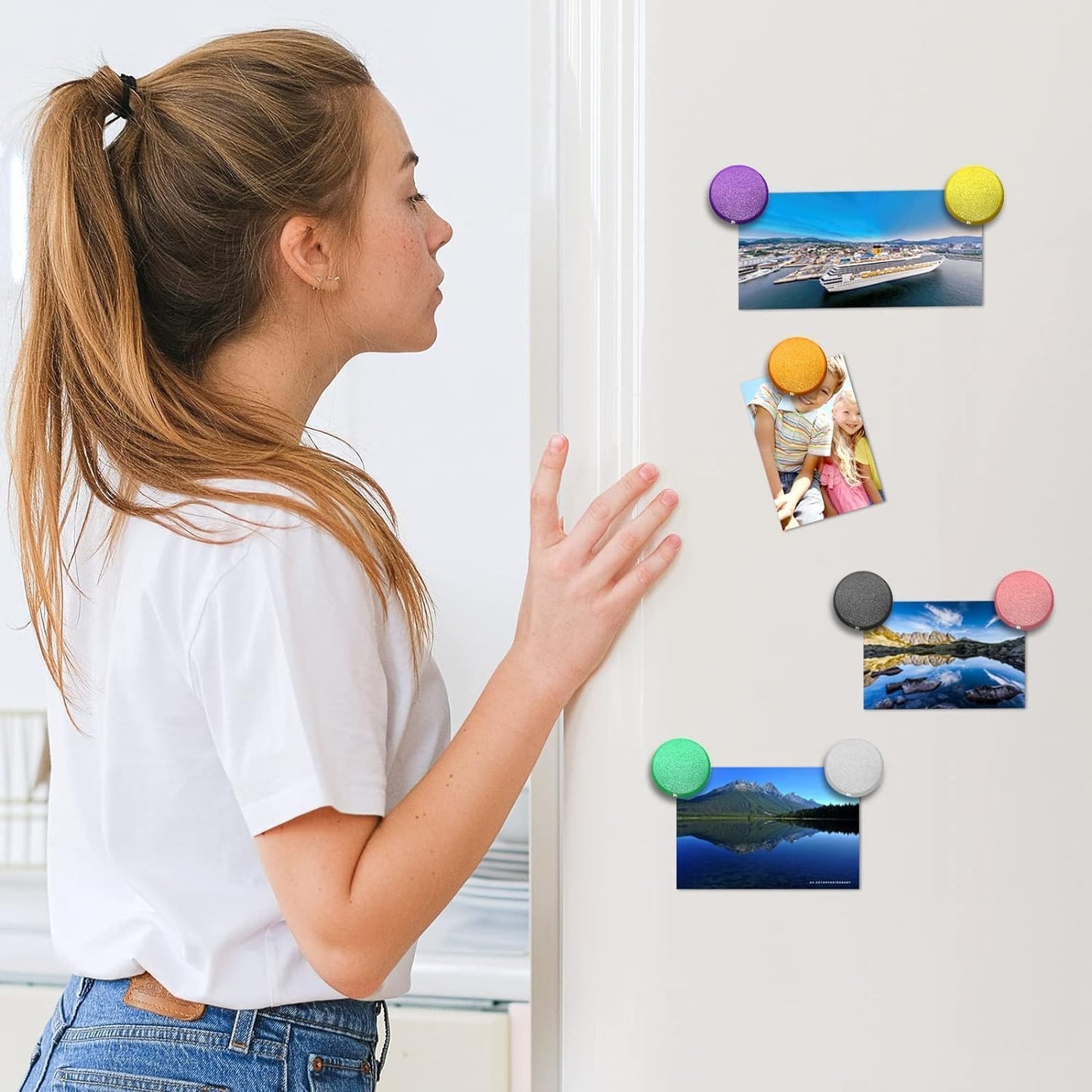 Qualsen Fridge Magnets, Cute Refrigerator Magnets for Whiteboard, Locker, Office, Classroom, Kitchen (20Pcs-Black+White)