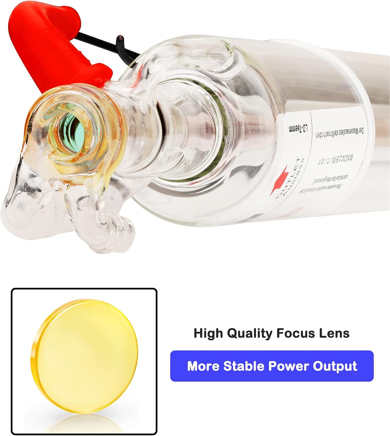 LD-Teemm CO2 Laser Tube, 200W CO2 Laser Tube with Coating 200 watt Length 2000mm Dia. 80mm, Wire Pre-Connected for CO2 Laser Cutter Laser Engraving Cutting Machine