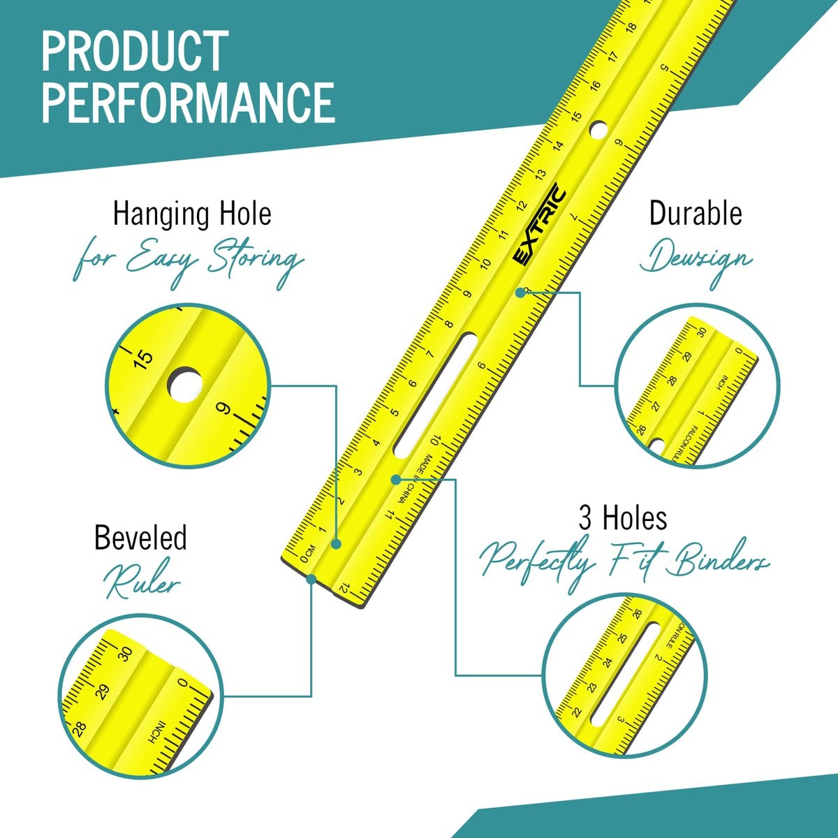 Clear Plastic Rulers 12 Inch, Rulers Bulk for Classroom Assorted Colors 6 Count Metric and Inches Ruler, Shatterproof Ruler 12 Inch