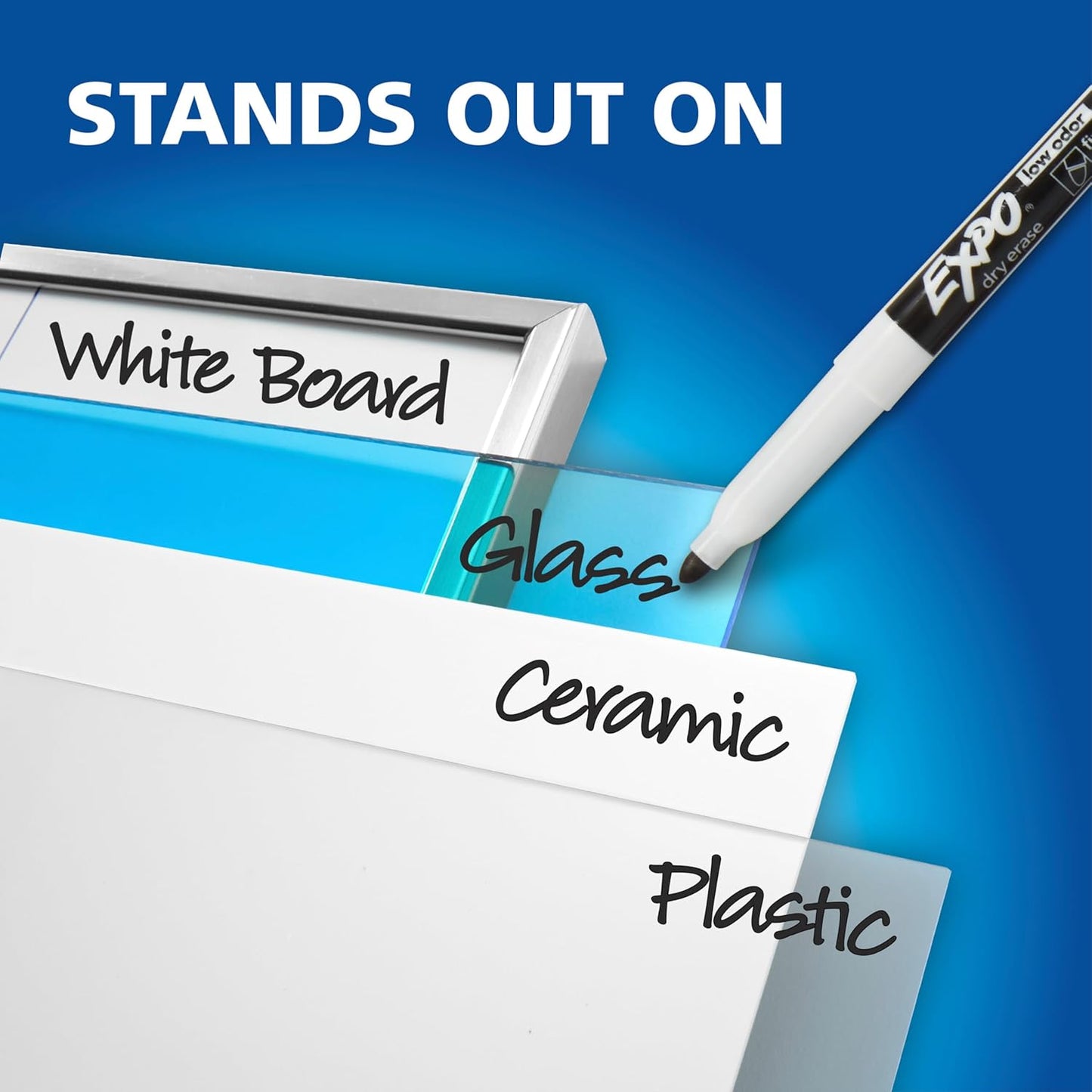 EXPO Low Odor Dry Erase Markers Fine Tip Black 4 Count