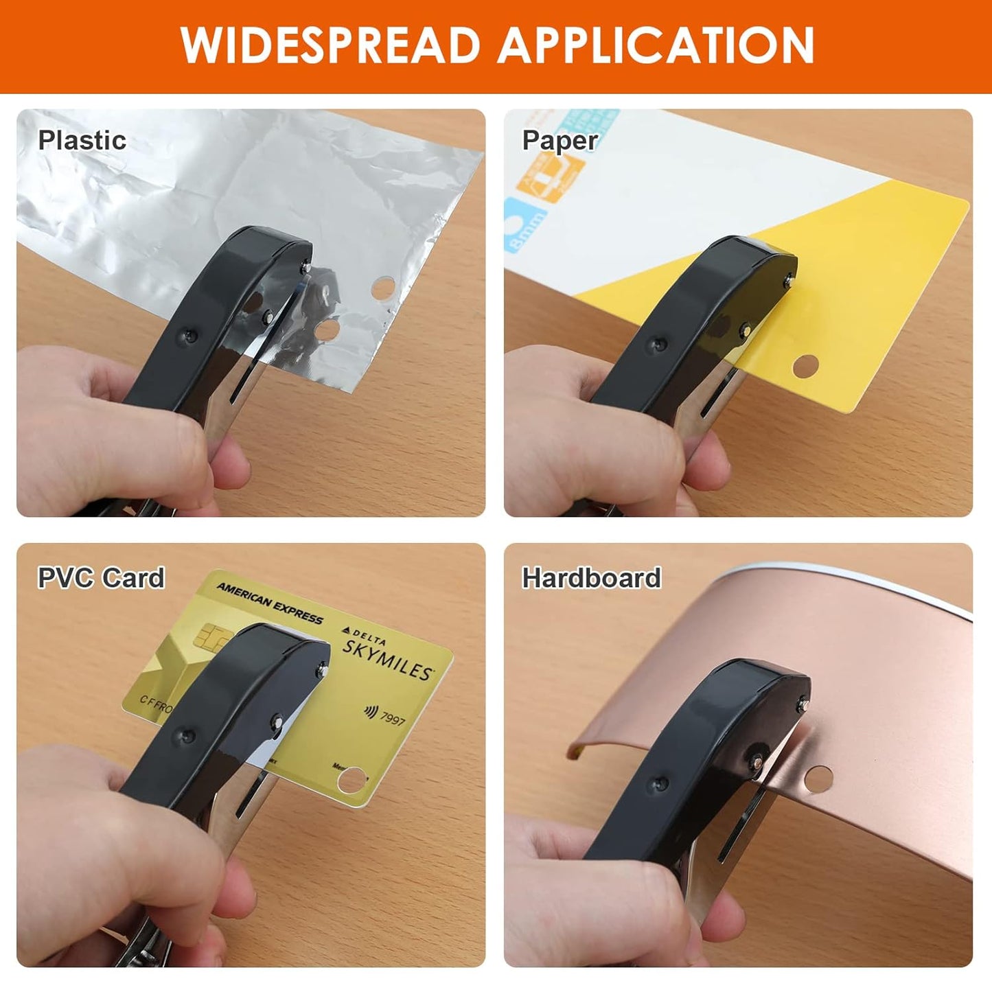 Hole Punch 5/16 inch-8mm Single Hole Punch,Heavy Duty Hole Puncher Single,Paper Punch Portable Hand Held Long Hole Puncher for Paper Cards Plastic Cardboard