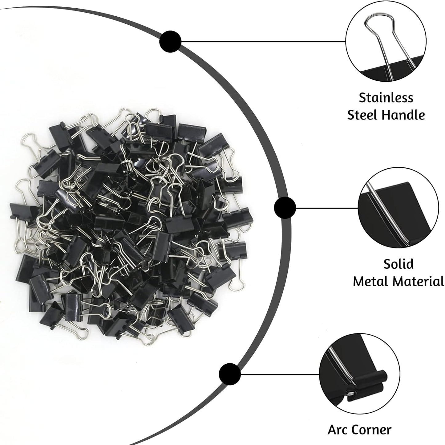 120 Pack Mini Binder Clips, Black Binder Clips, Small Paper Clips 15mm 5/8 Inch. Micro Size Office Clips for Home School Office and Business.