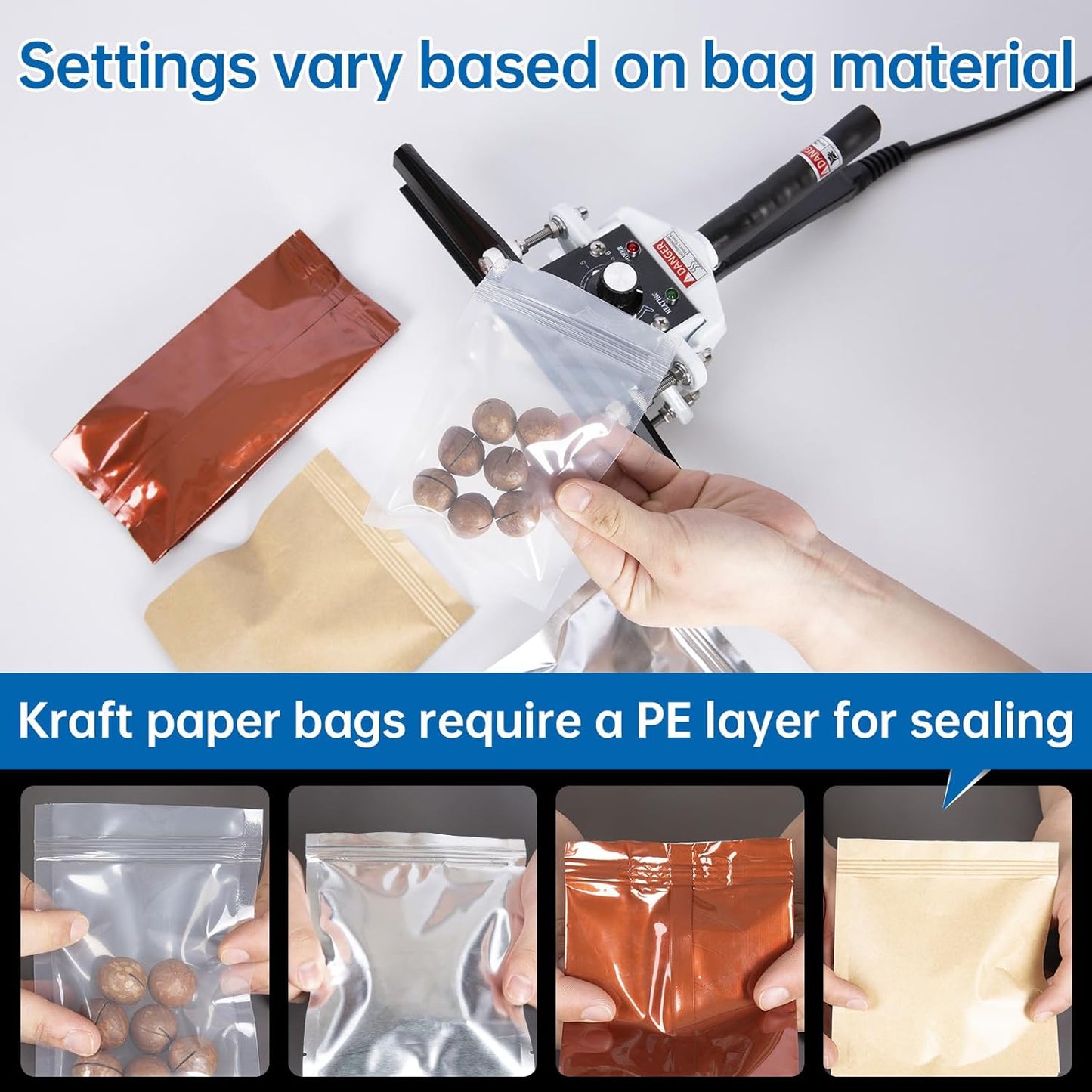 Portable Hand Held Heat Sealer Machine-R-PACK FKR-600, 24 Inches, For Foil Bag, Kraft Bag, Mylar Bag