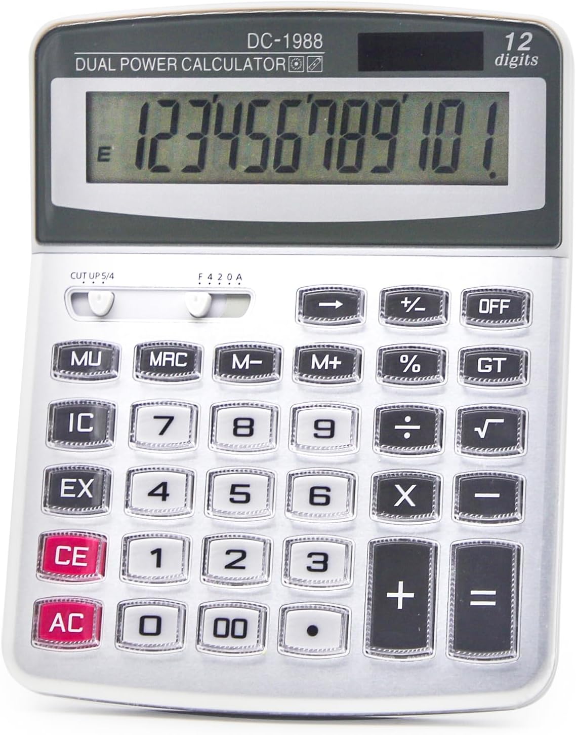 OFFIDIX Desk Calculator 12 Digits Extra Large LCD Display,Big Buttons Dual Power Solar Calculator for Office,Work,Business,Home and School