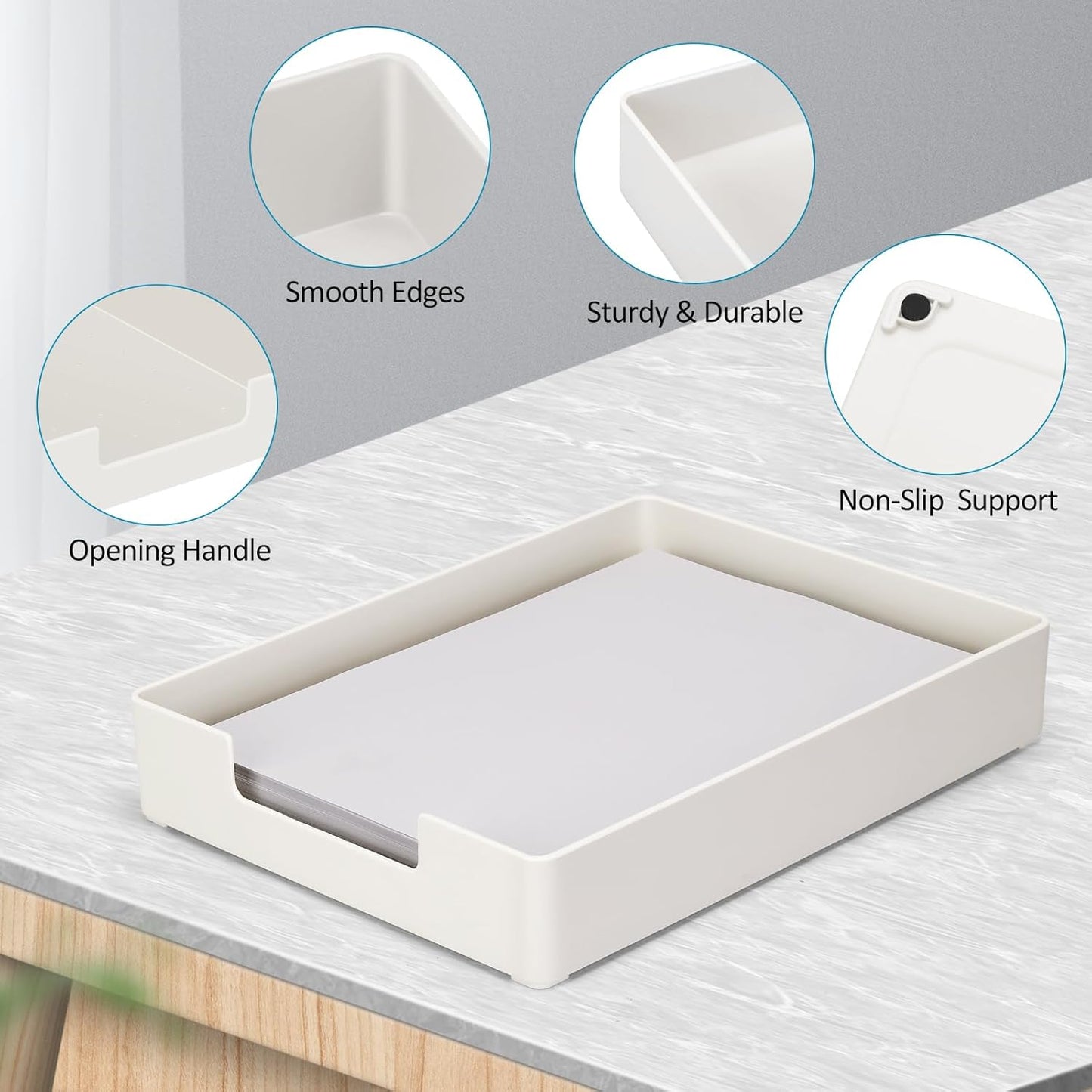 White Paper Tray Letter Size Tray Desk Organizer Holder A4 Plastic Paper Storage Stackable Letter Tray Paper Holder File Organizer for Office Supplies School Home Desk Accessories (White)