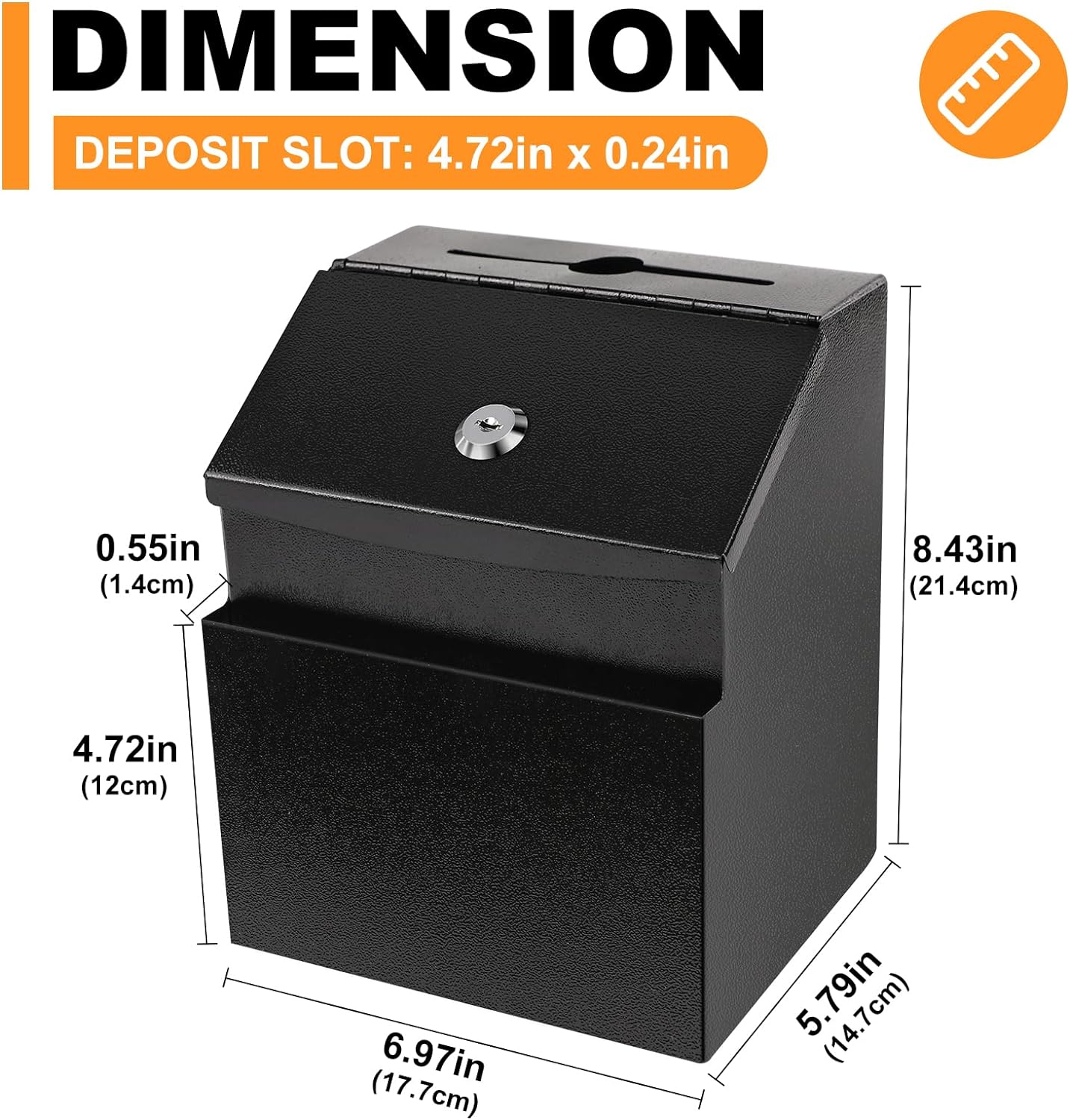 Suggestion Box with Slot and Lock 2 Pcs Metal 8.4 x 5.8 x 7.0 in Built-In Storage Compartment with Magnetic Sign Holder 100 Suggestion Card Tip Jar Ballot Voting Prayer Comment Mailbox