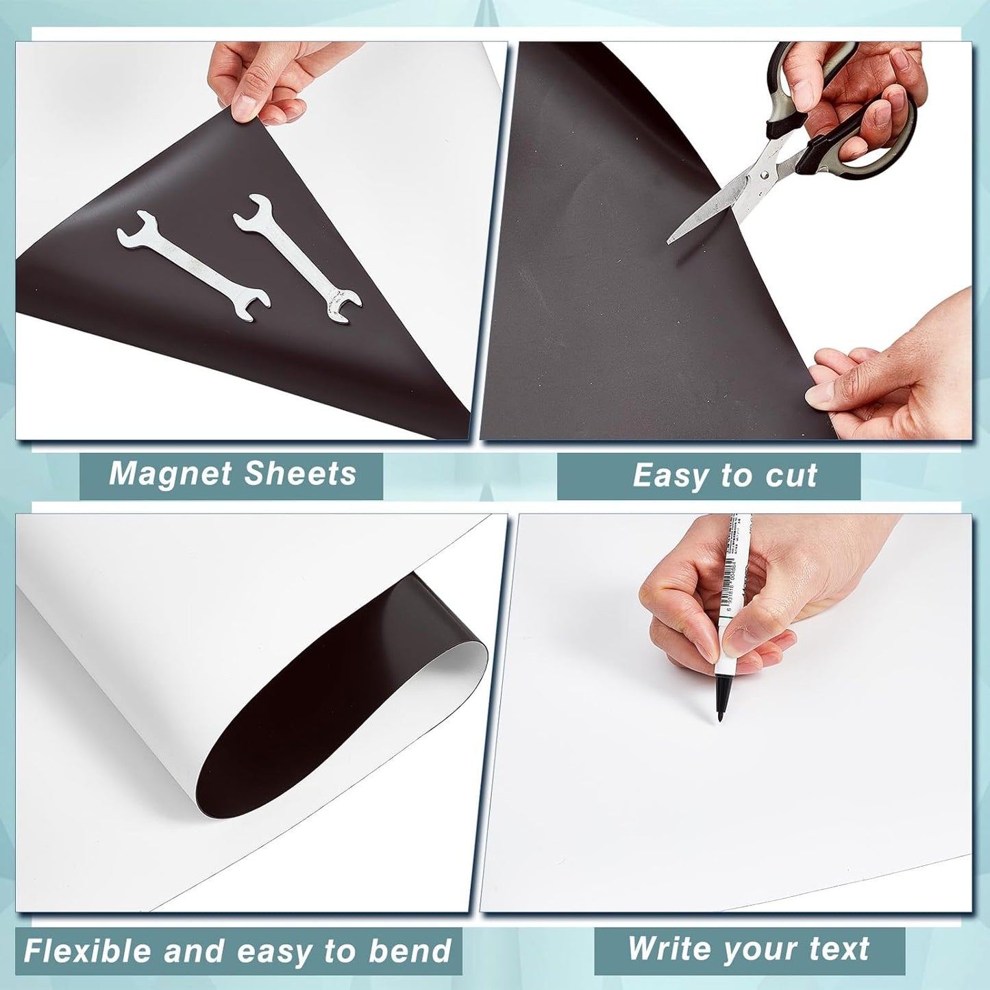 Amylove Blank White Surface Magnet Sheets 36 Inch x 5 Feet, 30 Mil Magnetic Roll Printable Flexible Vinyl Blank Magnetic Sign Sheet Safe for Vehicles DIY Craft Project