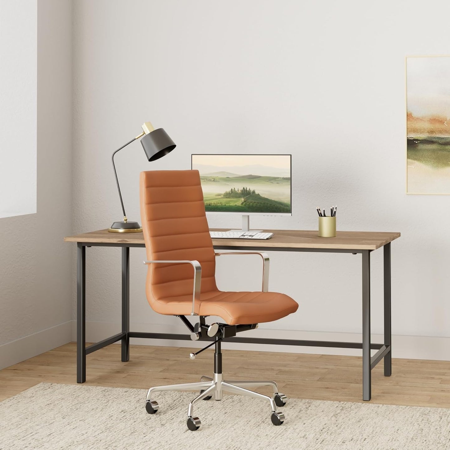 Laura Davidson Furniture SOHO II Tall Back Ribbed Management Chair (Brown)