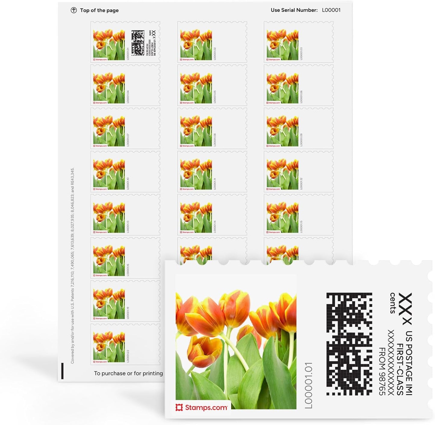 Spring Blossoms NetStamps 1200-Pack (50 Sheets) Printable Postage Labels (Stamps.com Subscription Required) - Print Approved Postage - Inkjet & Laser Printers - Business, Personal, Home