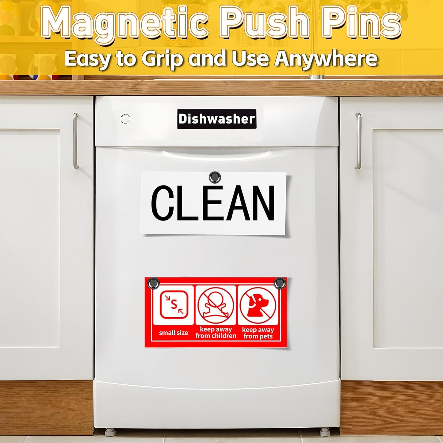 VNDUEEY 24Pcs Black Fridge Magnet Refrigerator Magnets, Magnets for Whiteboard, Small Strong Magnet for Kitchen, Office, School, Locker, Metal Decorative