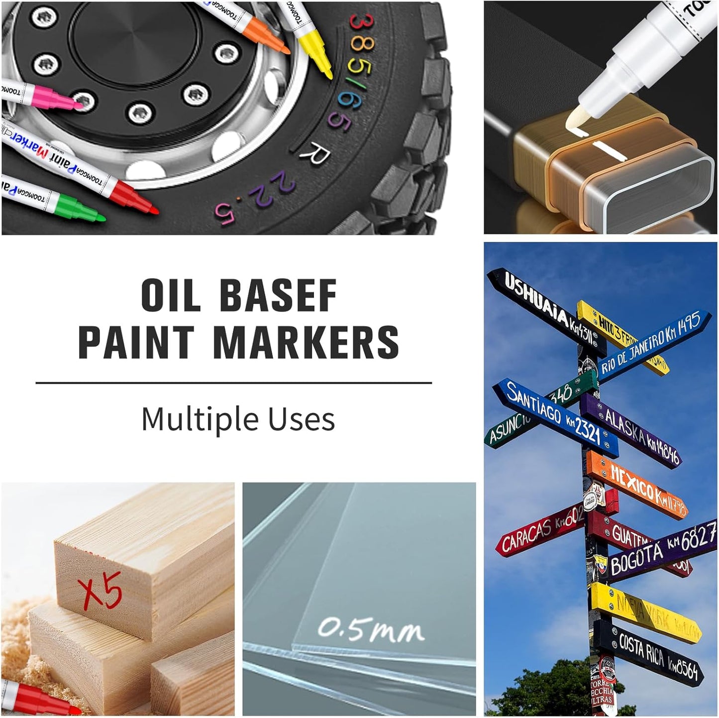 Gold and Silver Permanent Paint Pens - 2 Pack Oil Based Paint Markers, Pens for Rock Painting Car Tyre Metal, Plastic, Canvas, Mugs, Wood, Glass, Quick Drying and Waterproof, Medium Point