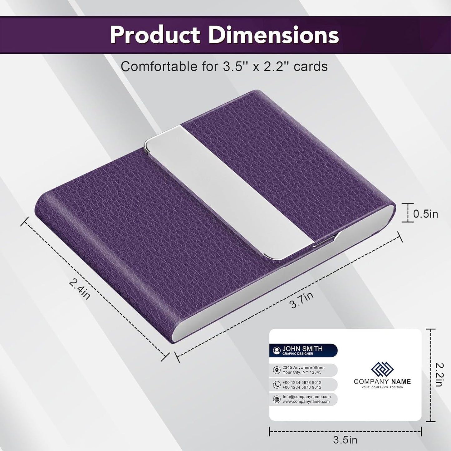 Business Card Holder with Ultra Slim Design, Business Card Case with Premium PU Leather, Suit Pocket Metal Card Holder for Women/Men, Magnetic Closure Quick Access Cards