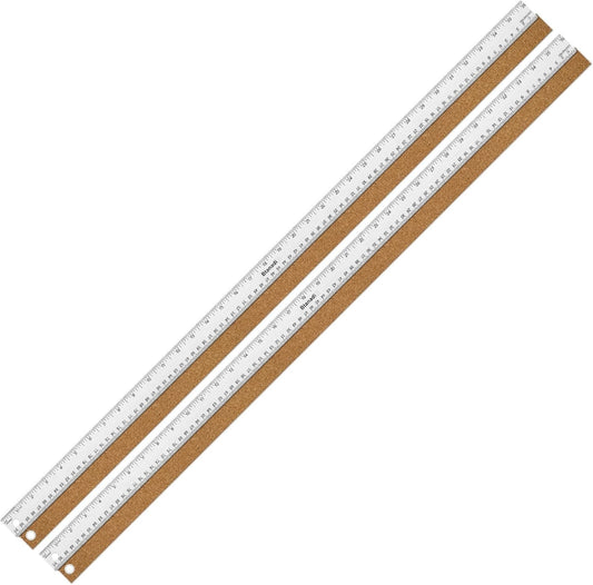 2PCS 36 Inch Metal Ruler, Stainless Steel Straight Edge Ruler with Cork Backing, Non-Slip Imperial & Metric Measuring Tool for School, Office, Woodworking, Drafting