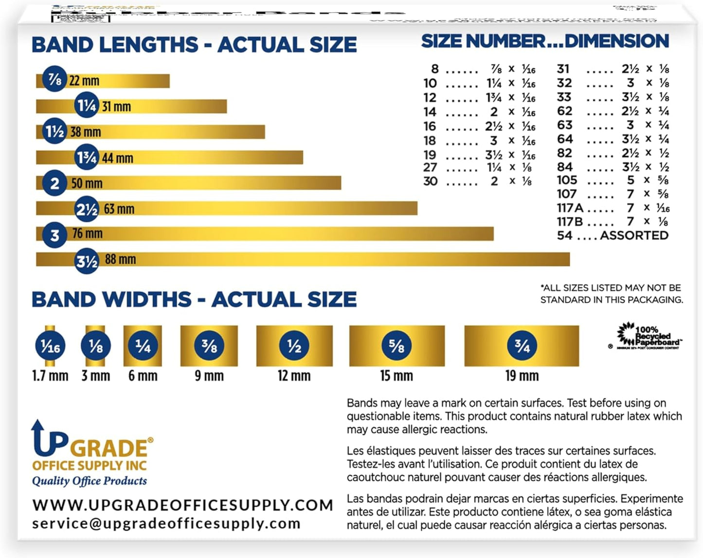 Upgrade Office Supply UPG22964CS Rubber Bands, Size 64 (3-1/2 x 1/4), 3200 Bands, 1/4 lb 40-Box Case, USA