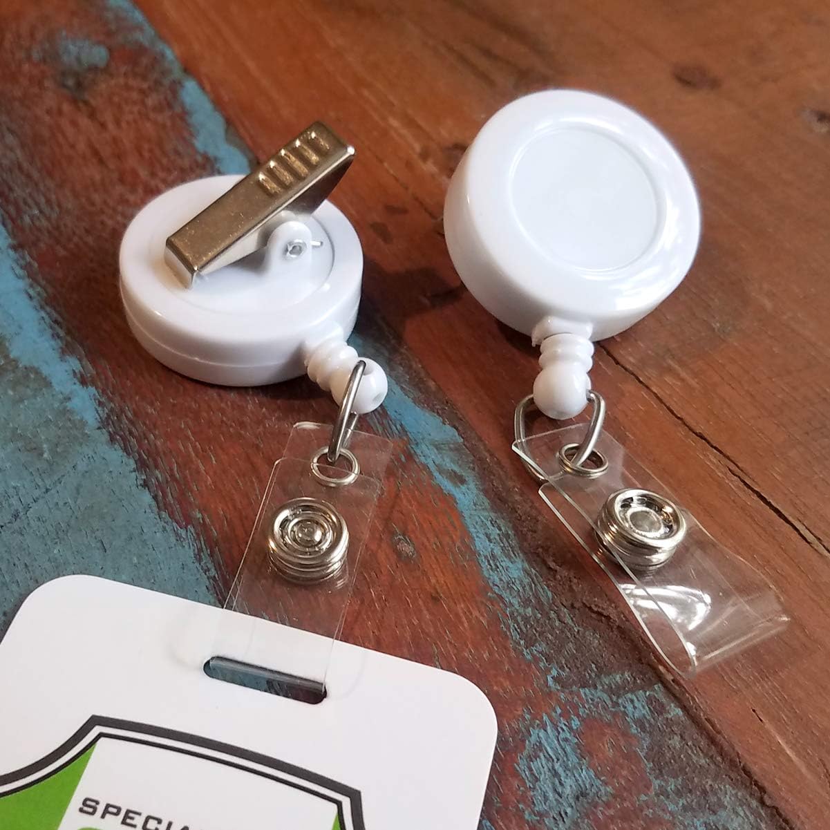 Bulk 25 Pack - Premium Retractable Badge Reels with Alligator Swivel Clip on Back by Specialist ID (White)