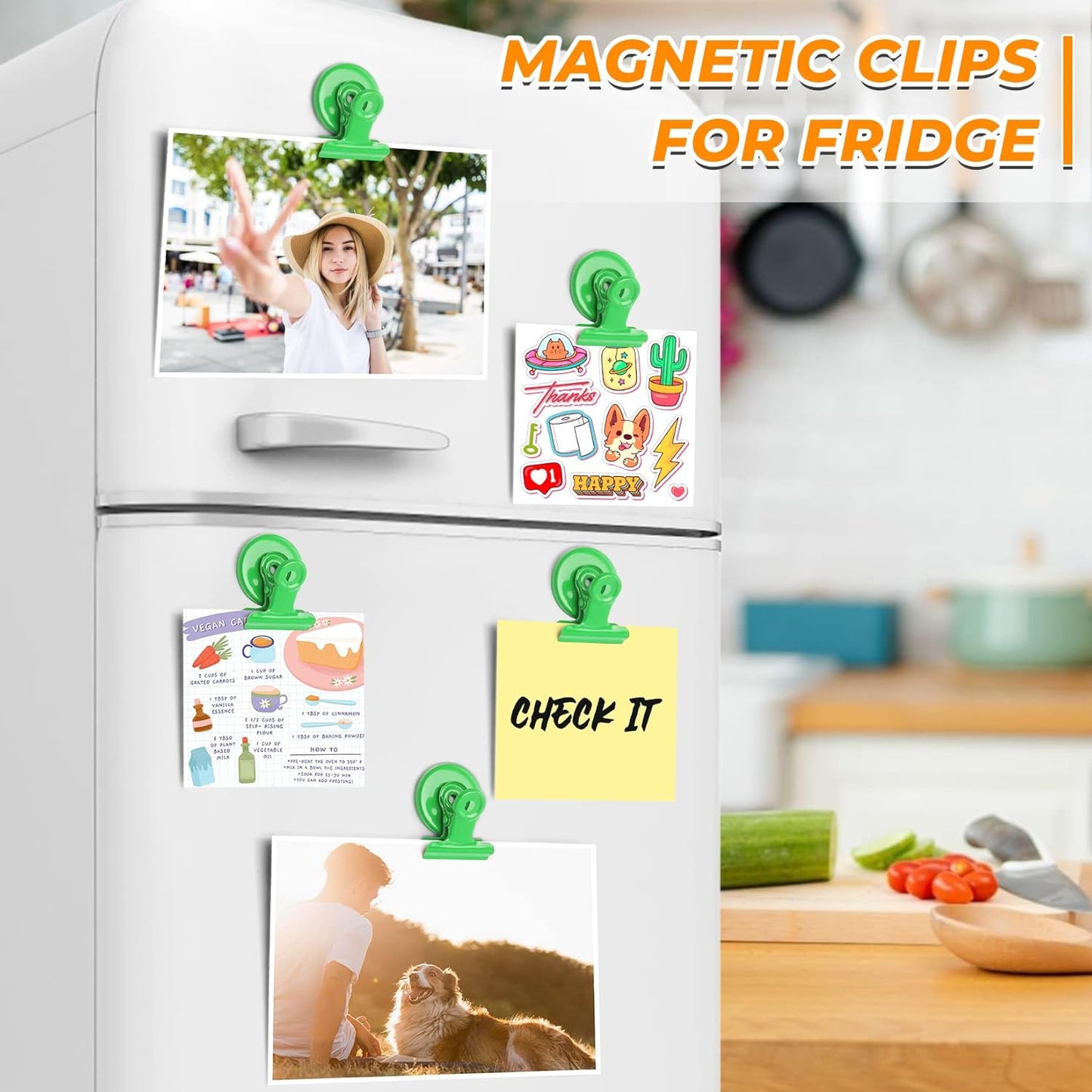 VNDUEEY 20 Pack Magnetic Paper Clip Dispenser Holder, Paperclip Dispenser for Desk, School, Office, Fridge Magnets Refrigerator Magnets, Magnet Clips for Whiteboard Locker (Green) ﻿
