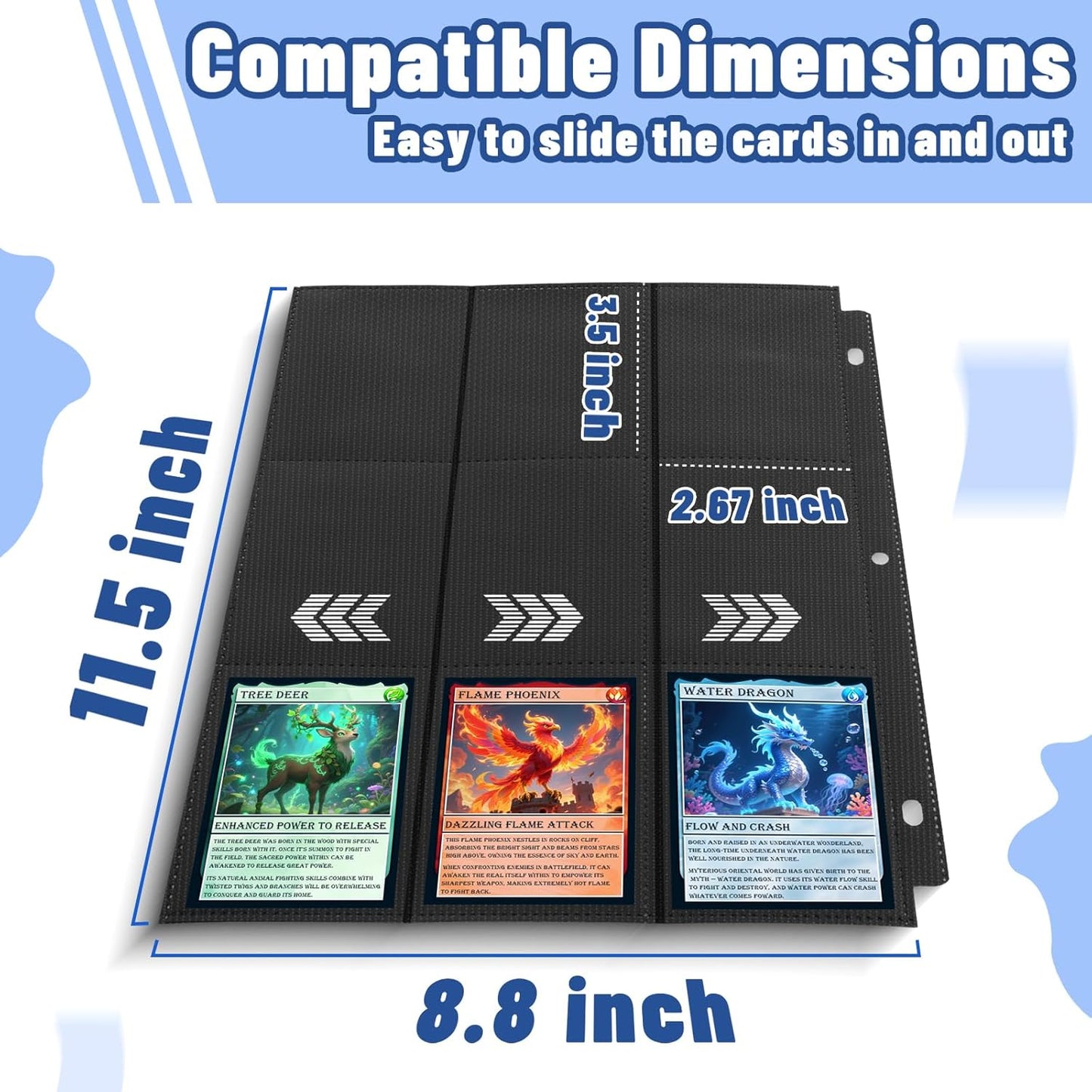 450 Pockets Trading Card Sleeves Binder, Baseball Card Binder Sleeves fit for Game Cards, Standard Size Sports Card, 3 Ring Binder Card Holder Protector