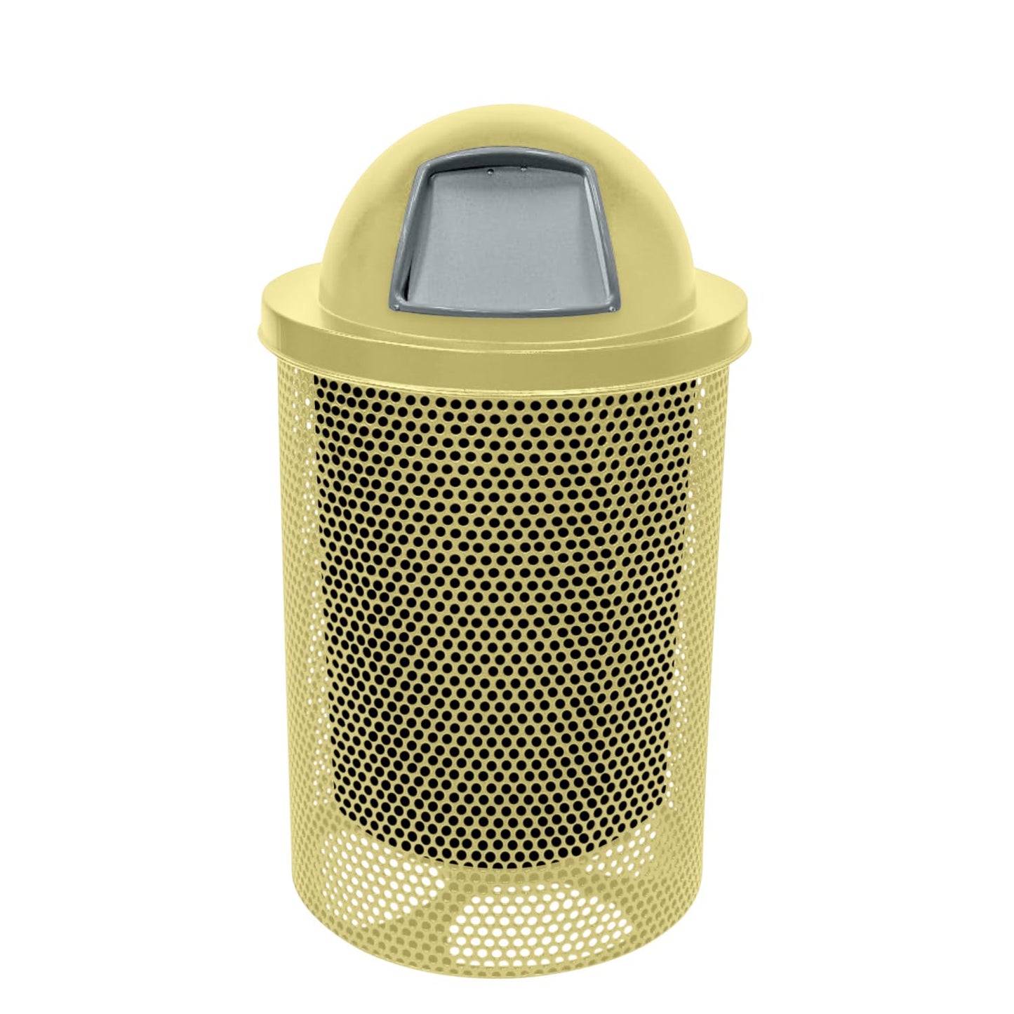 RDT-P-TXTSAND Heavy Duty Round Trash Receptacle with Dome Top, Liner Included, 32 Gallon, Textured Sandstone, Made in America