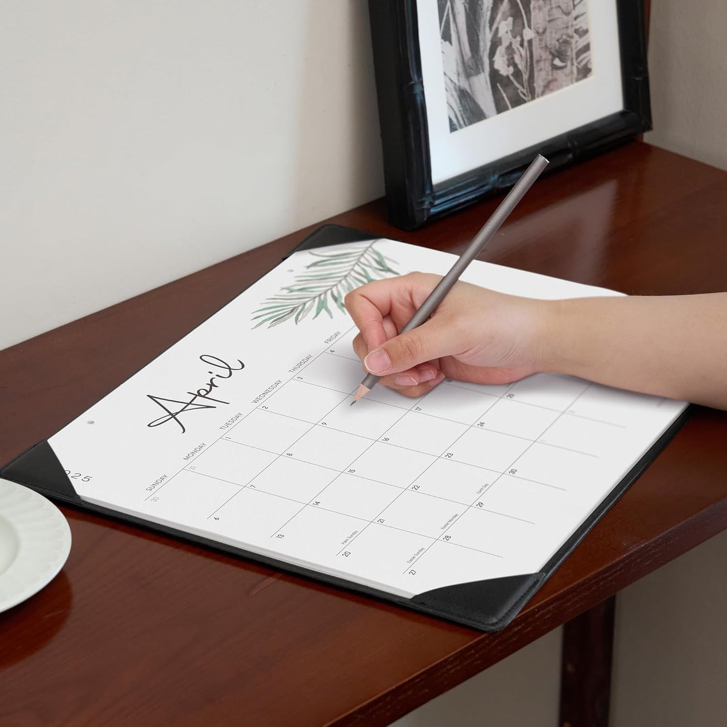 Cabbrix Aesthetic Desk Calendar 2025-2026 Covering July 2025 to June 2026, Monthly Desktop Calendar with Notes for Home Office School (Black, 15 x 12 inch Medium)