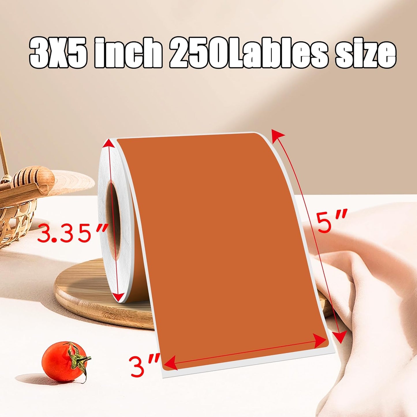 3 x 5 Inch 250Pcs Rectangle Color Coding Stickers,Strong Adhesion Easy to Write Label for Moving,Box Organization,Inventory,Business,Tan