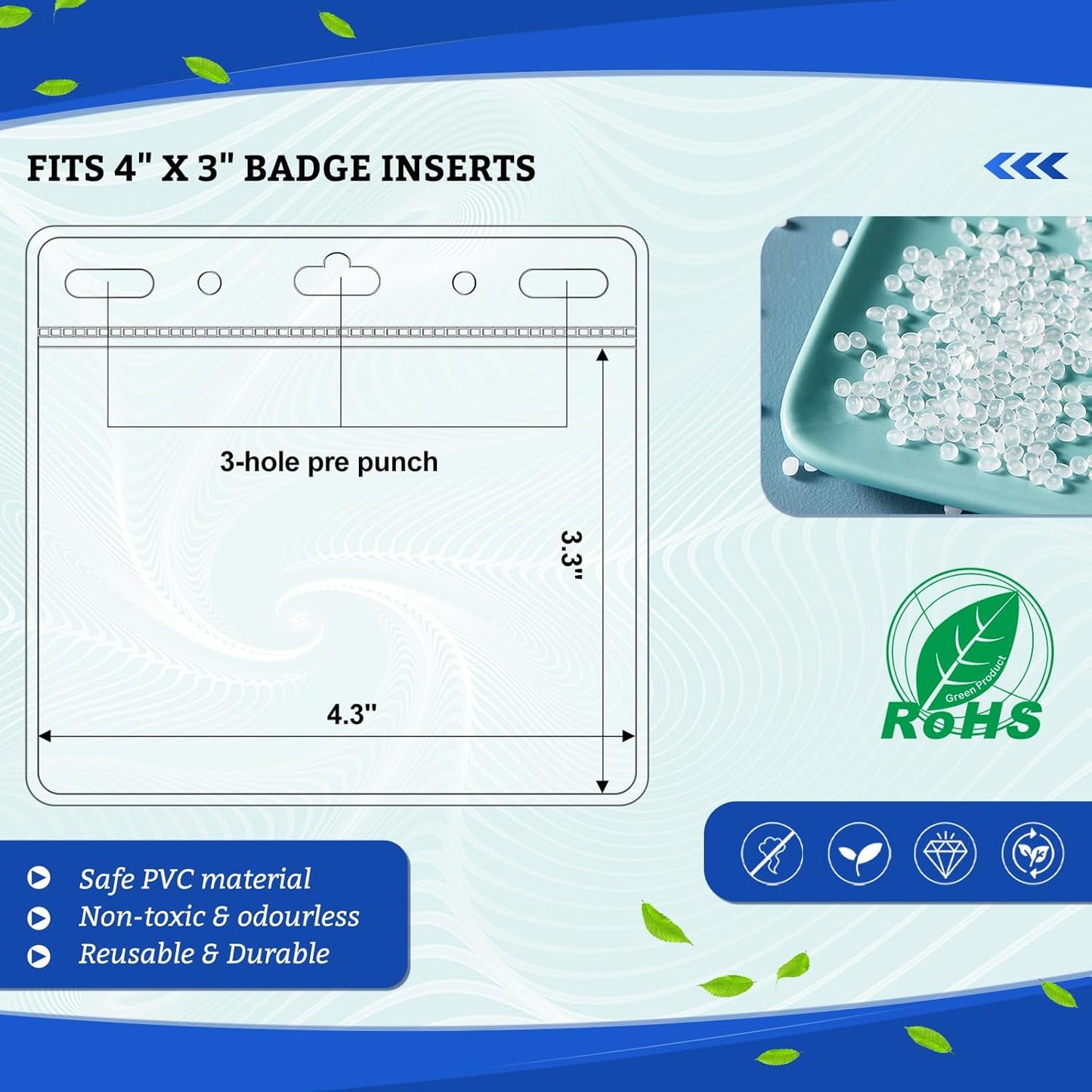 200 Pcs Card Protector ID Name Badge Holder 4 x 3 Inches Clear Plastic Horizontal No Zipper ID Card Holder
