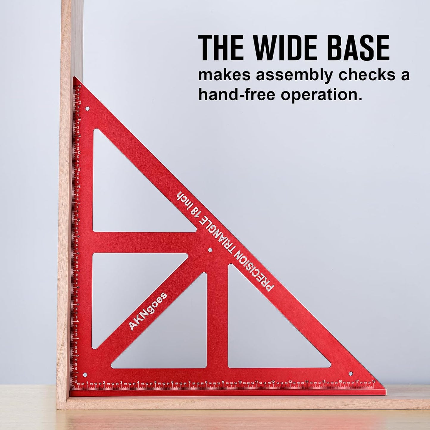 Precision Triangle Square 18inch, Metric & Imperial Scale Framing Square for Precise 90 and 45-Degree Measurement, Aluminum Alloy Architect Ruler for Carpenter