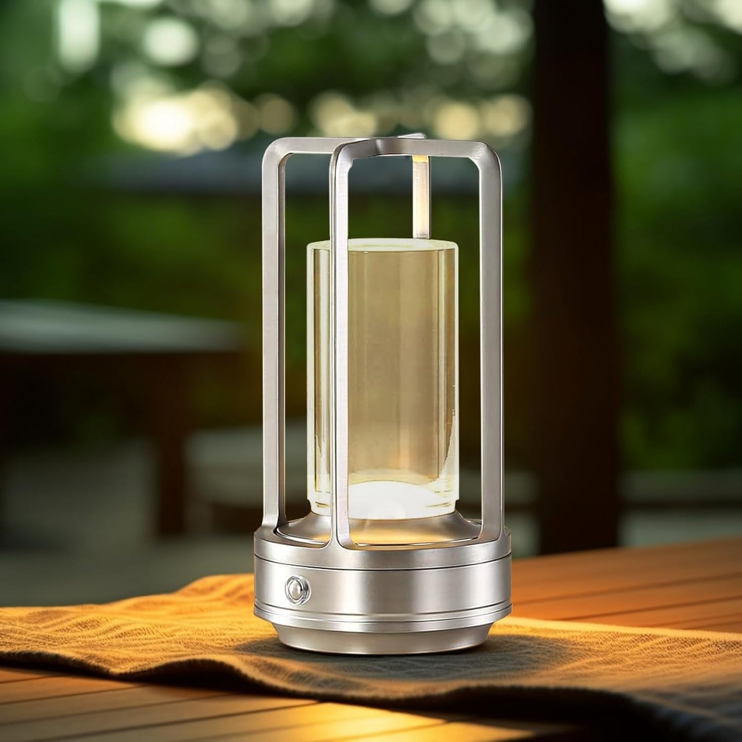 Portable Metal Table Lamp,Rechargeable Cordless LED Lamp for Indoor Outdoor, 3 Colour 4000MA Infinitely Dimming Battery Powered Small Desk Lamp, Restaurant Bedroom Bar Coffee Shop Camping Light-Silver