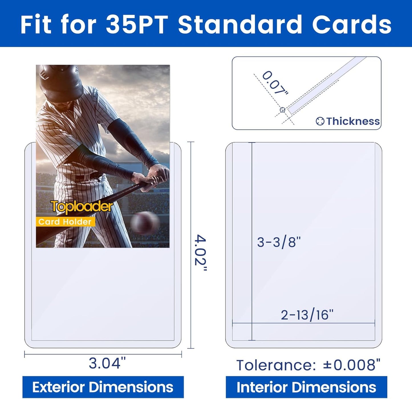 300 Card Sleeves Top Loaders for Cards, Sooez Premium 35PT 3"X4" Baseball Card Protectors Hard Plastic Toploaders, Card Holder for Trading Sports Football Cards(100 Top loaders + 200 Penny Sleeves)