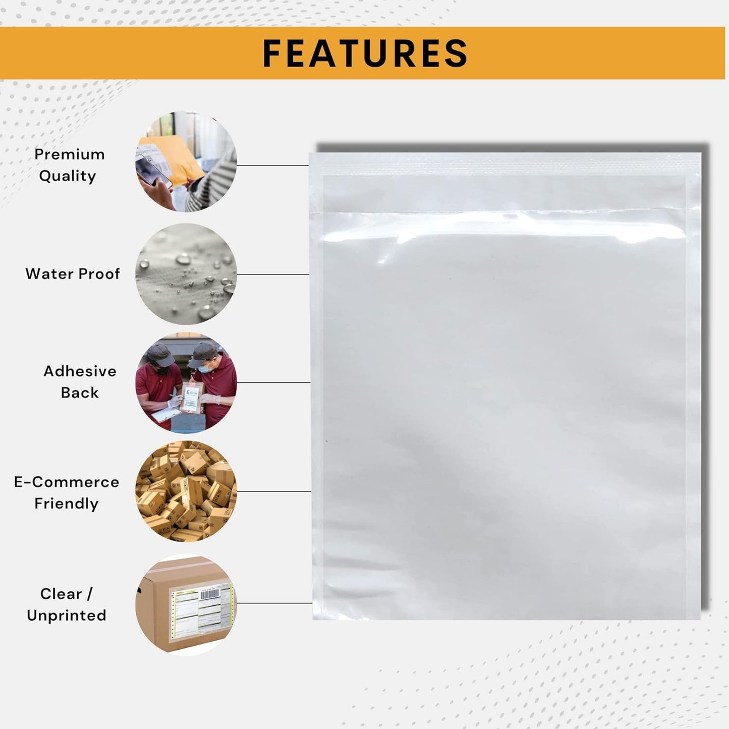 500 Pack 7"x10" Shipping Label Sleeves – Clear Self-Adhesive Packing Slip Pouches, Waterproof Packing List Envelopes – Ideal for Shipping Documents, Mailing Labels, Invoices & Packing Slips