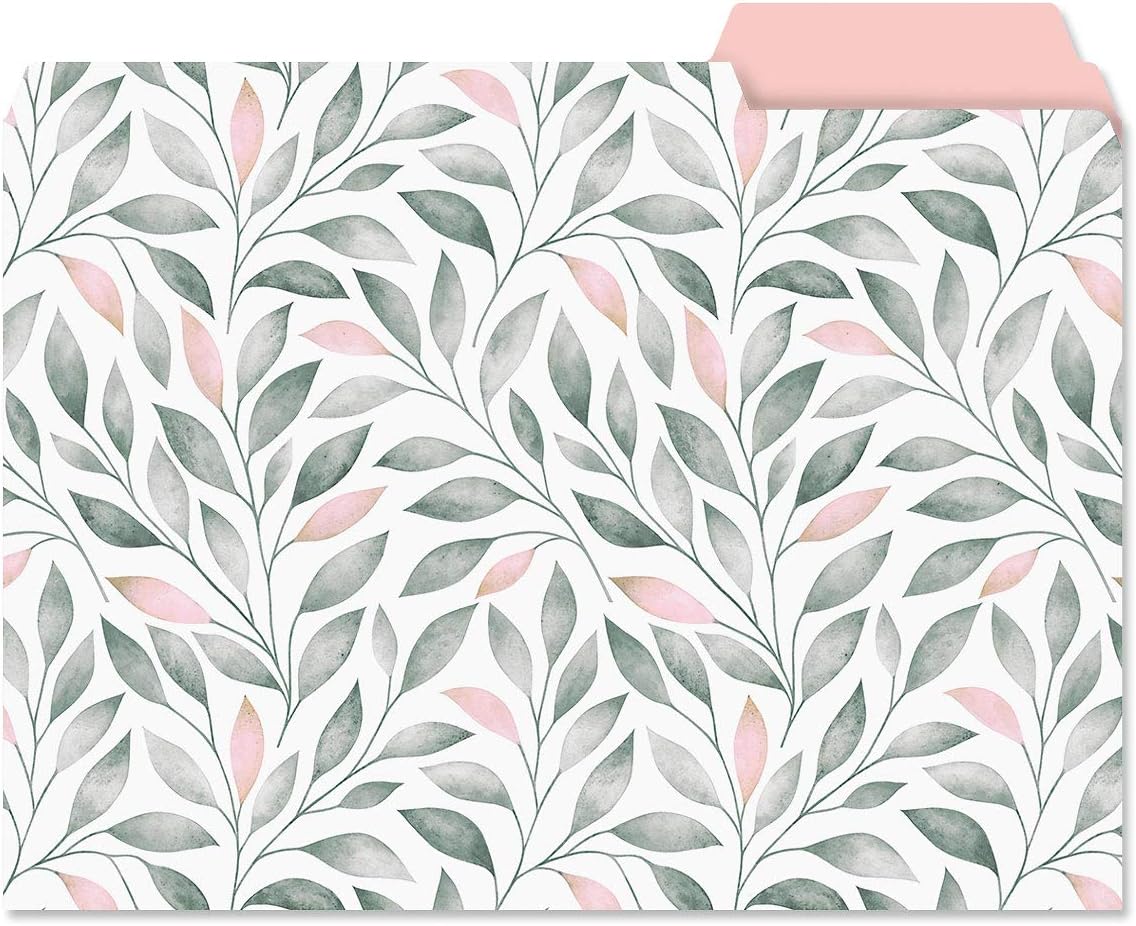 Current Charcoal & Coral File Folders Value Pack - Bulk Set of 24, 6 Pretty Decorative Designs, 1/3 Cut Tabs, Heavy-Duty Paper Stock, Office Supplies for Home & Work, 9-½” x 11-¾” Letter Size