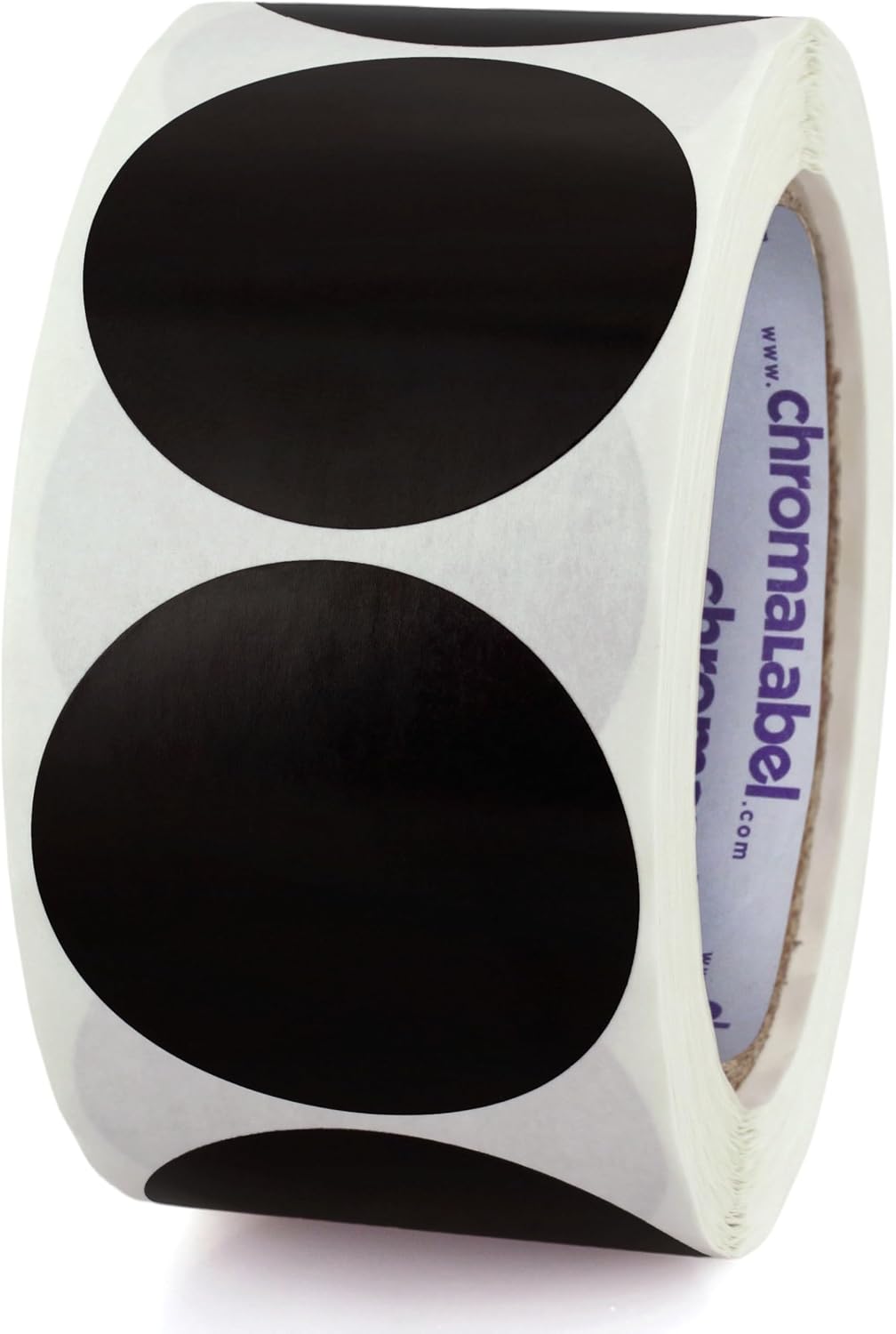 ChromaLabel 2 Inch Circle Sticker Labels, Easy to Write On Round Colored Stickers, Permanent Adhesive Labels - 500 Sticky Dots per Roll, Black Dot Stickers