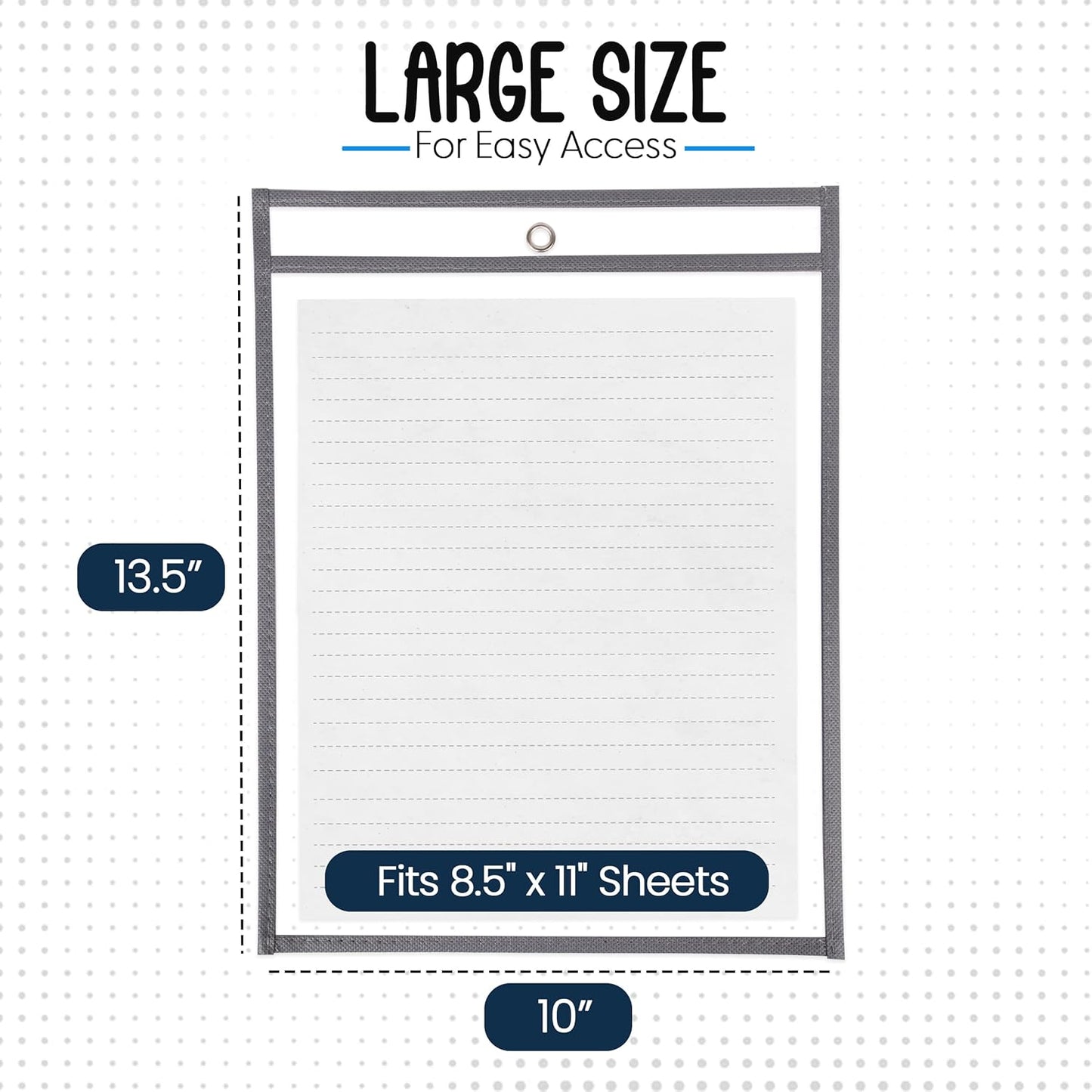 Essex Wares - 5 Pack, Gray, Job Ticket Holders, 10" Wide x 13.5" Tall - Clear Plastic Shop Ticket Holders - Easy to Use, Reusable & Easy Erase Plastic Invoice Holders, Water-Resistant & Durable