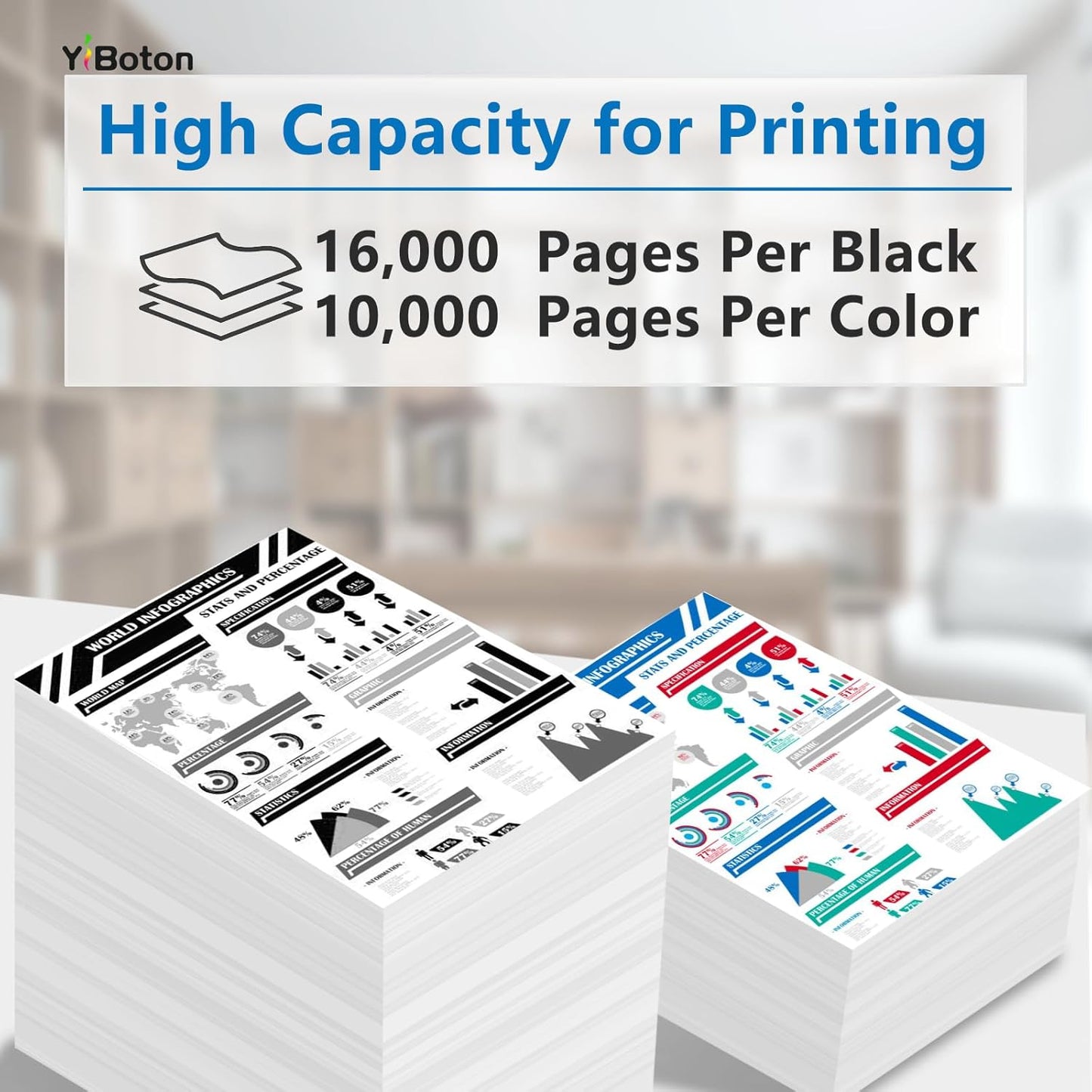 High Yield MXC51T MX-C51T Toner Cartridge Replacement Sharp MX-C51TB MX-C51TC MX-C51TY MX-C51TM Compatible for Sharp MX-C507P Printer(4 Pack)