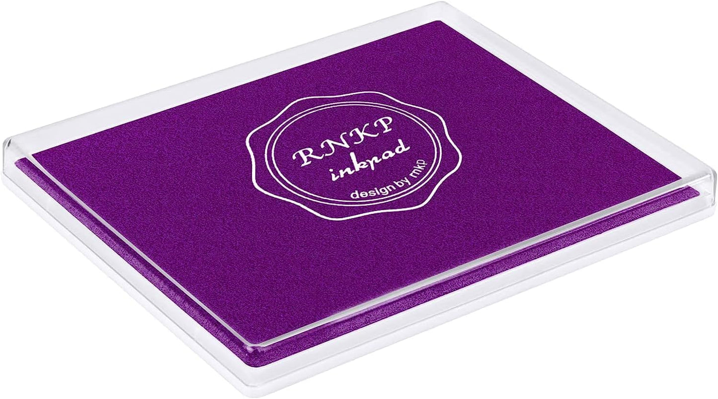 MOYBMG Large Purple Permanent Ink Pad for Rubber Stamps, 5x4 Inch, Kids Non-Toxic Safe Ink Pad, Paper Wood Fabric