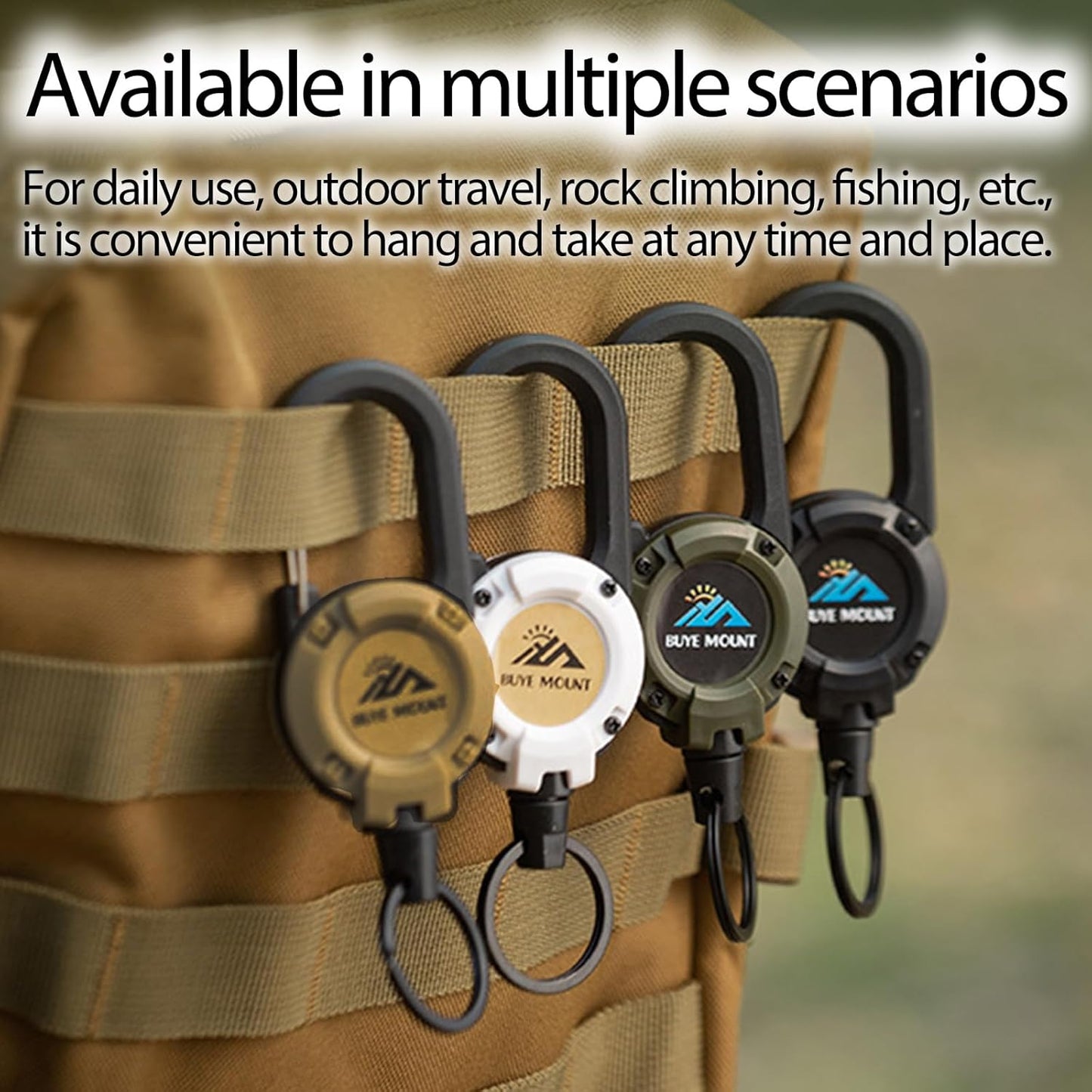 Retractable Keychain Heavy Duty, Multitool Carabiner Badge Holder, Retractable Keychain Clip Id Holder, Upgraded 58cm Stainless Steel Cord, Suitable for Men and Women Black