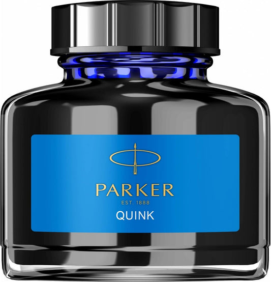 Parker Fountain Pen Ink Bottle | Washable Blue QUINK Ink | 57 ml Fountain Pen Refill