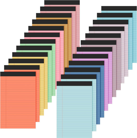 Fuutreo 24 Pcs 5" x 8" Legal Pad Writing Notepads 50 Sheets Small Legal Pad Narrow Ruled Multiple Color Lined Paper for School College Office Supplies Work (Multicolor)