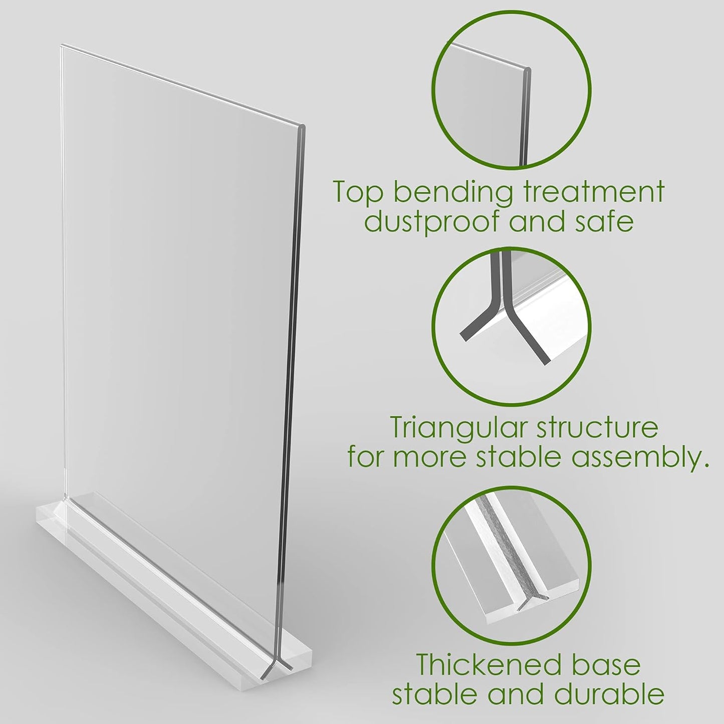 newnewshow Acrylic Sign Holder 8.5x11 Inch 6 Pack Vertical T Shape Double-Sided Desktop Display Holder