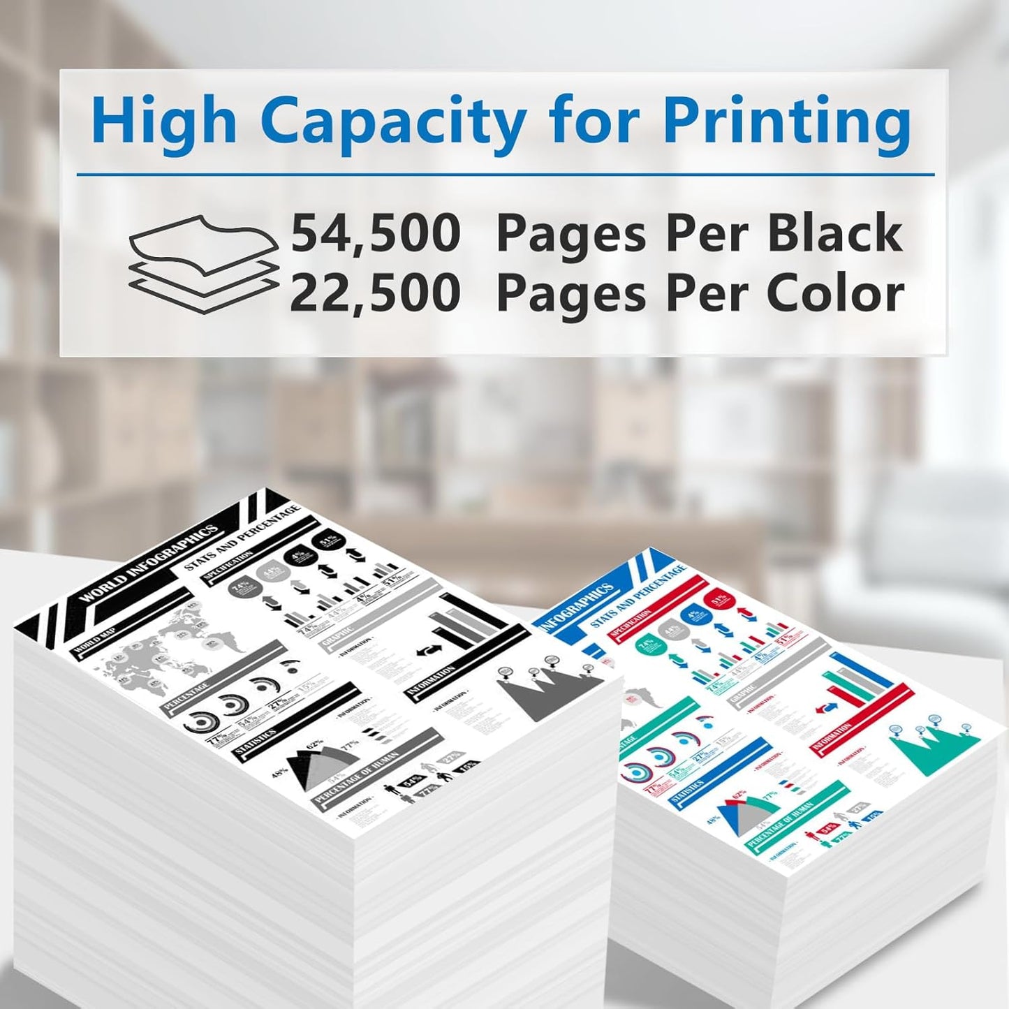 High Yield W9050MC Toner Cartridge Compatible W9050MC W9051MC W9052MC W9053MC Toner use for MFP E87640 E87650 E87660 Printer (4-Pack Black Cyan Magenta Yellow)