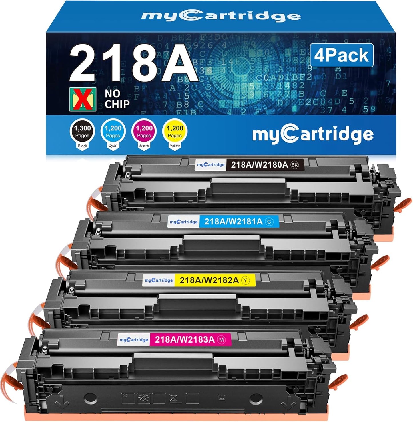 218A Toner Cartridges 4 Pack Compatible Replacement for HP 218A 218X for Color Laserjet Pro 3201dw MFP 3301fdw 3301cdw 3301sdw Printer Ink W2180A W2180X High Yield (BCMY, 4-Pack)