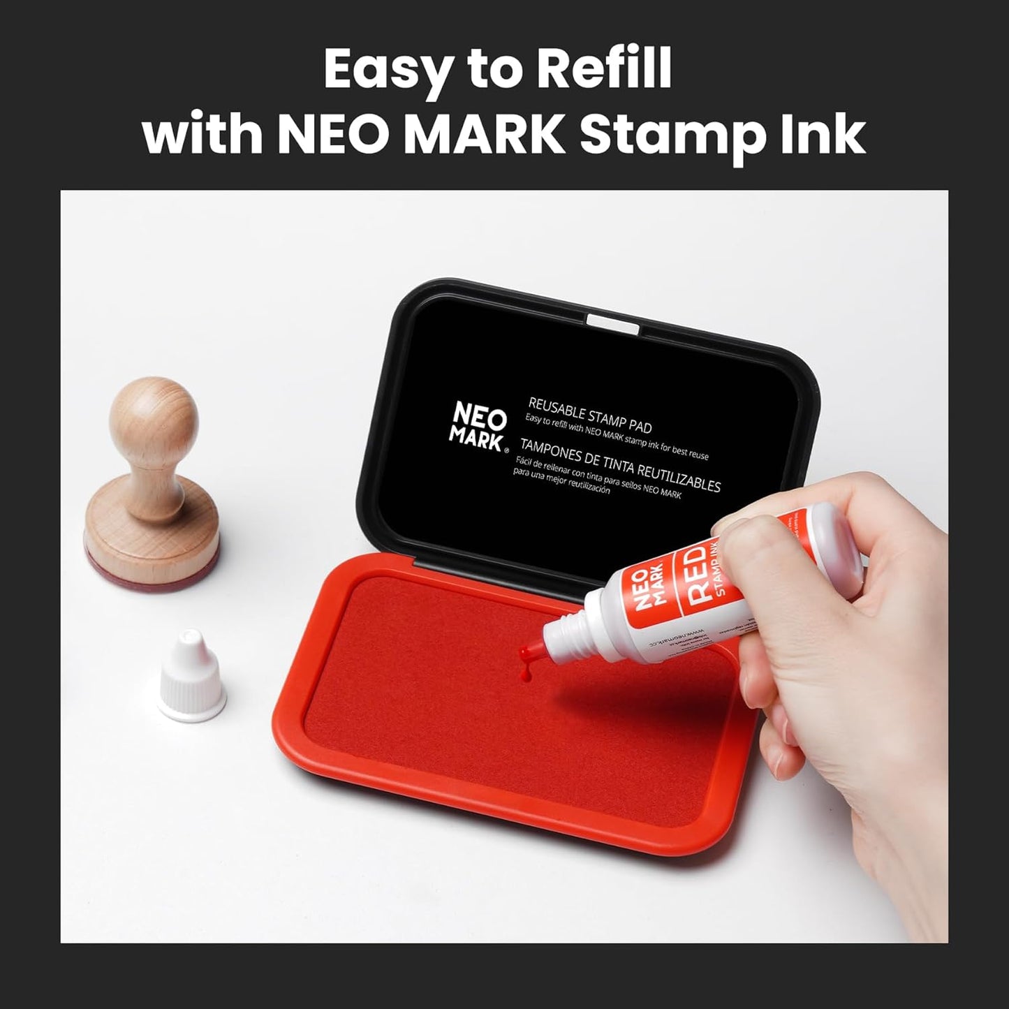 Medium Stamp Pad -2.8"x 4.4", Magnetic Lid, Premium Quality Felt Stamp Pad (Red)