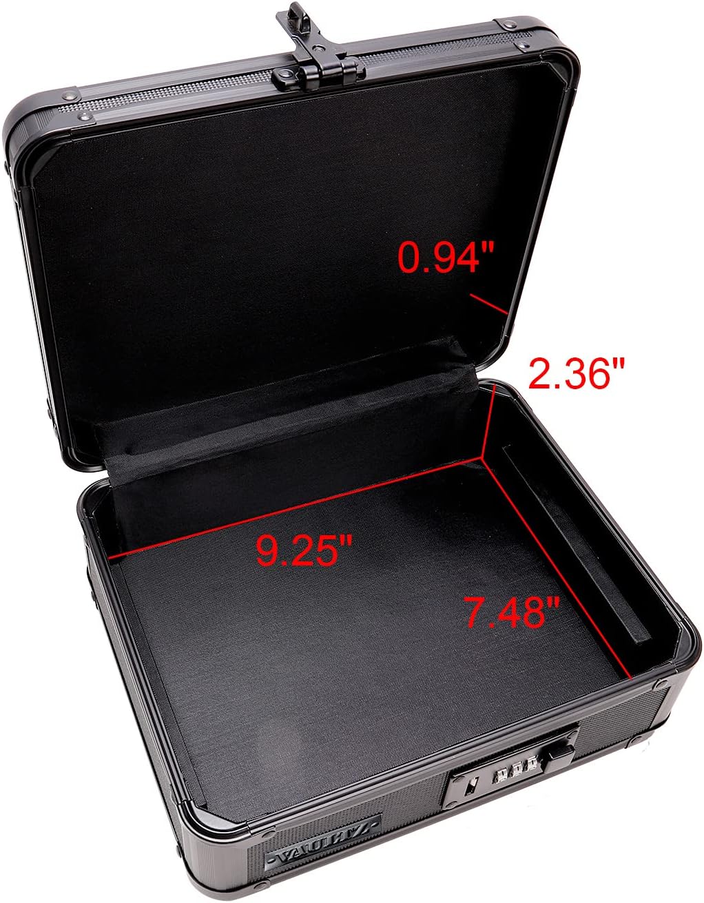 Vaultz Locking Cash Box with Bill and Coin Tray, Combination Lock, 8.5 x 4 x 10 Inches, Tactical Black (VZ00308)