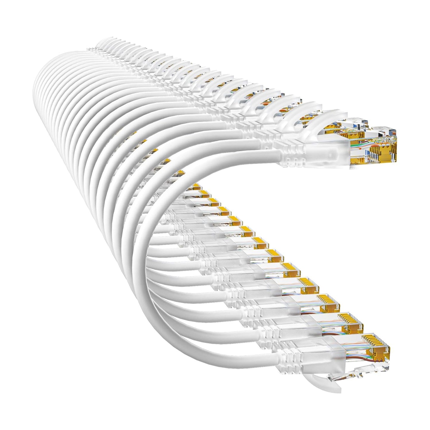 Cat6a Patch Cables 5ft (24 Pack) Slim, Cat6 Ethernet Patch Cable Pure Copper, Flexible Cat 6 Patch Cable 550MHZ 10G, Space-Saving Cat 6A Network Cables for Patch Panel, White