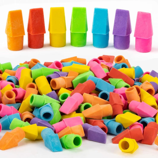 Sukh Cap Erasers for Pencils Pulk - Pencil Top Erasers Cap Erasers Toppers for Latex Free Assorted Colors School Supplies for Teachers Sudents Classroom Home and Office (Pack of 100)
